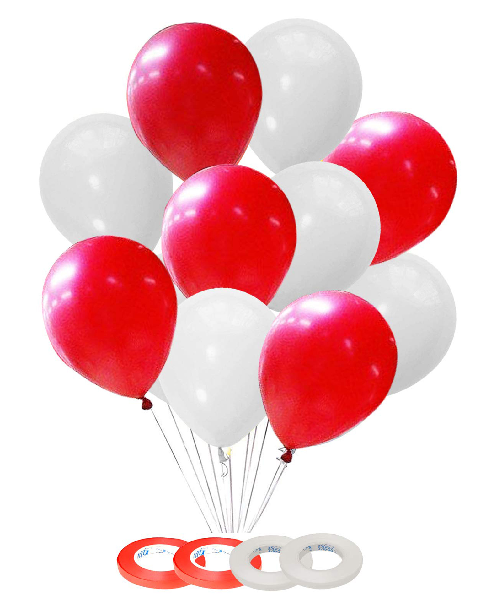 AMFIN Beautiful Royal Metallic Balloons Red & White - Pack of 100-image-2