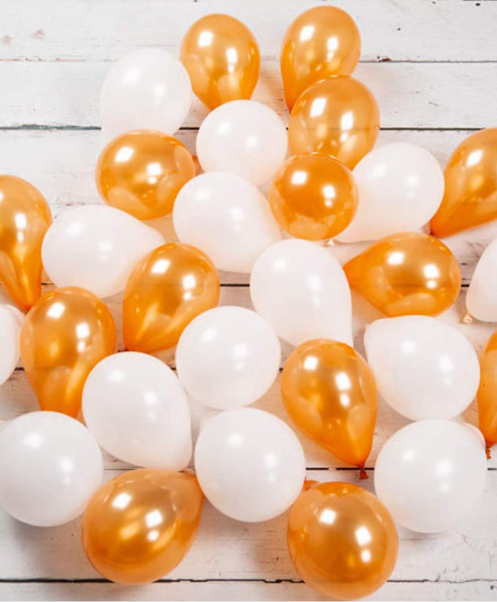 AMFIN Metallic Balloons Orange and White for Birthday Decoration - Pack Of 25-image-5
