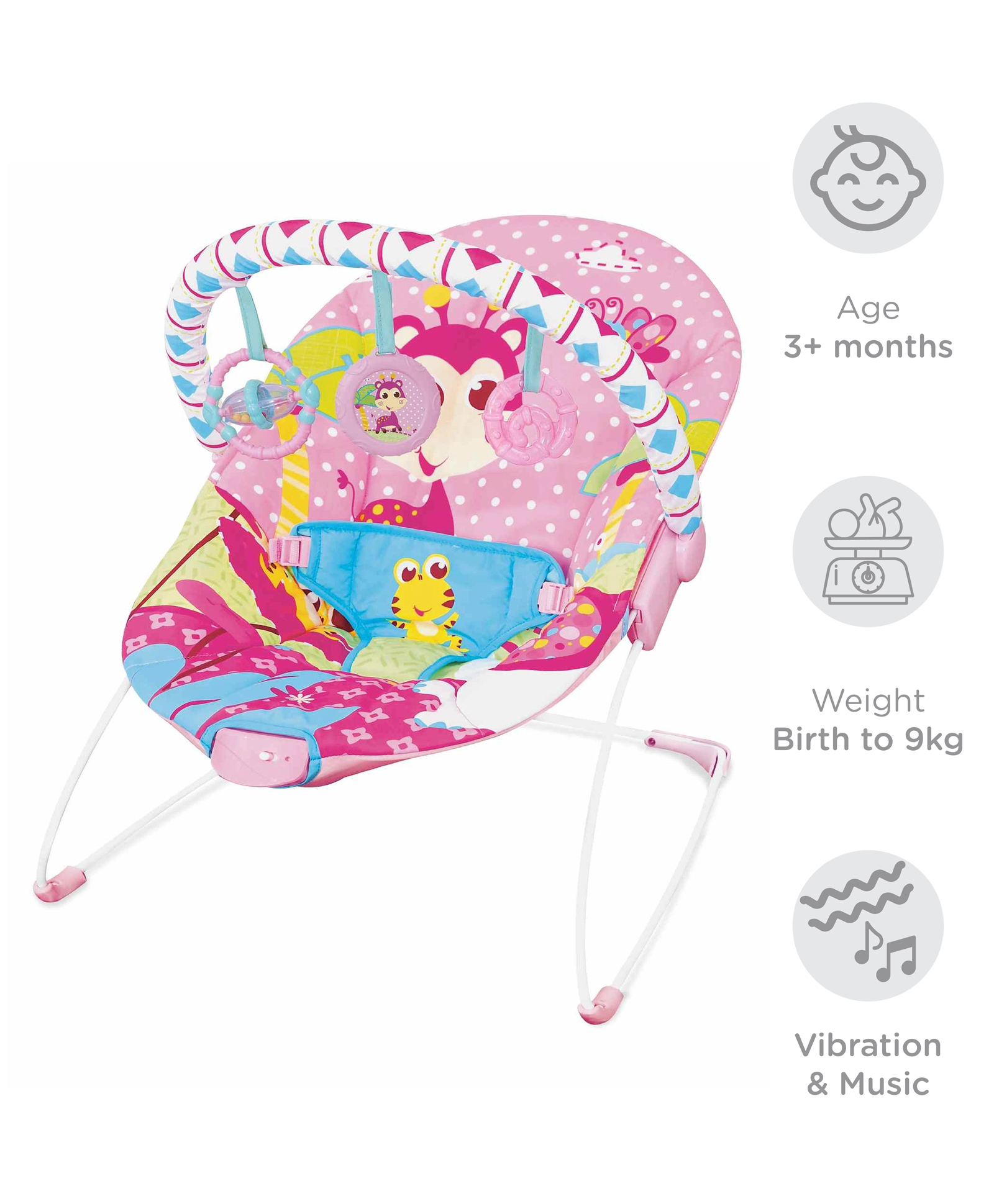 Mastela Soothing Vibrations Bouncer Deer Print - Pink-image-27