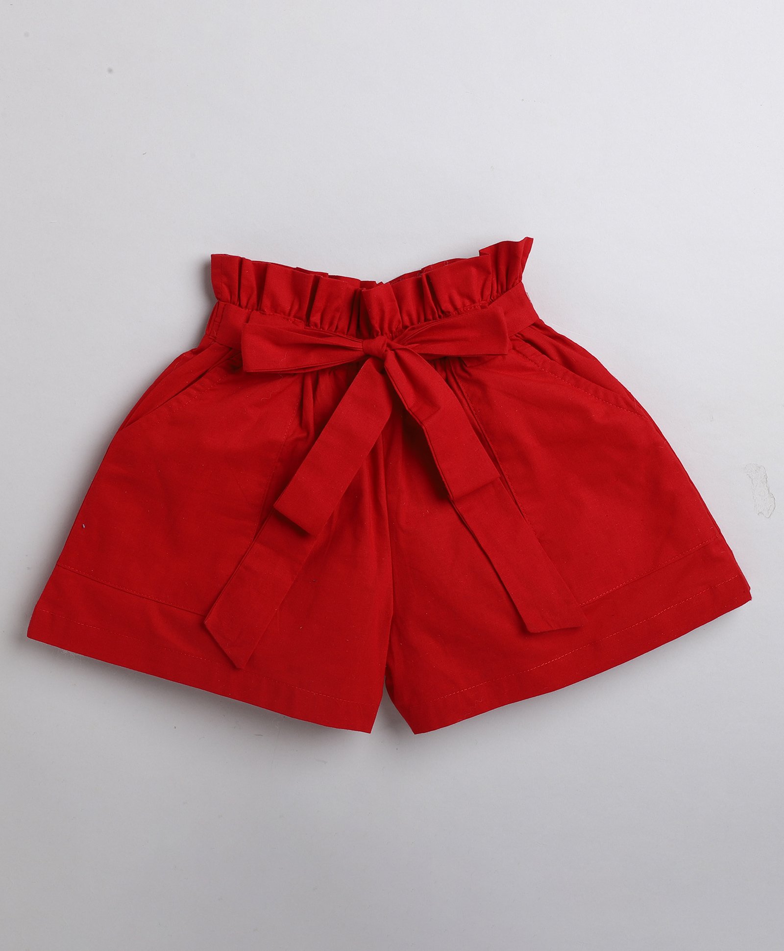 Aww Hunnie High Waist Solid  Shorts With Belt - Red-picture-43