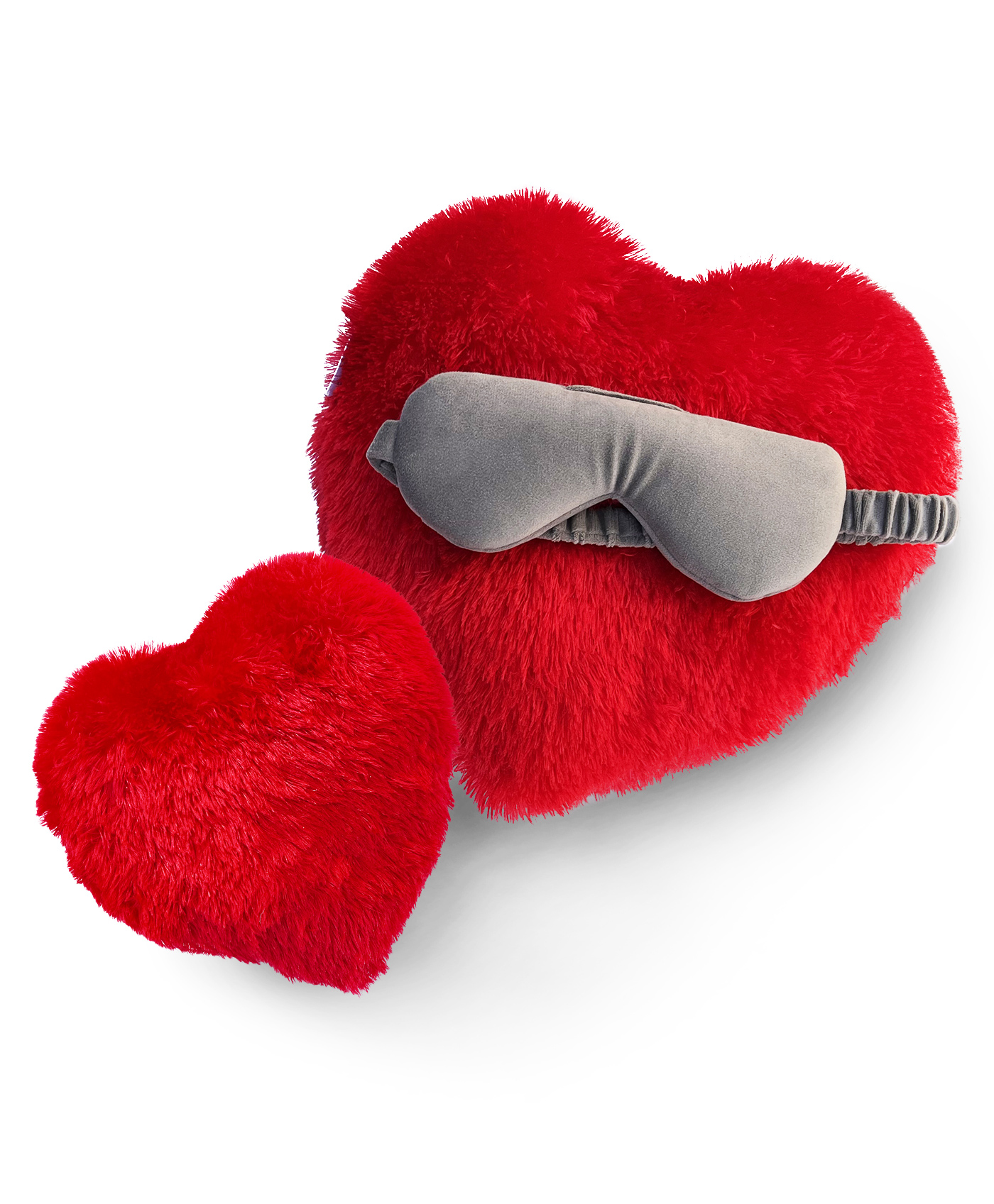 Sleepsia Heart Shape Pillows & Sleeping Eye Mask Valentine Gifting Combo, Two Sizes Heart Shaped Love Cushion Night Mask Velvet Eye Shade Red pillows Gift Her/Him Valentine Special Combo-picture-10