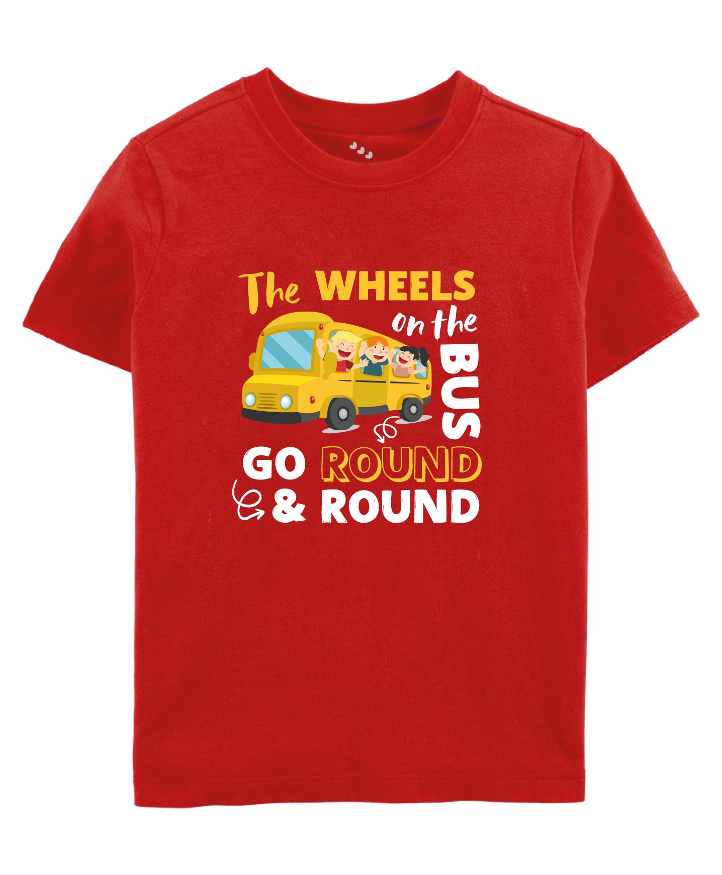 Zeezeezoo Half Sleeves Bus Theme Wheels On The Bus Go Round Printed Tee - Red-picture-26