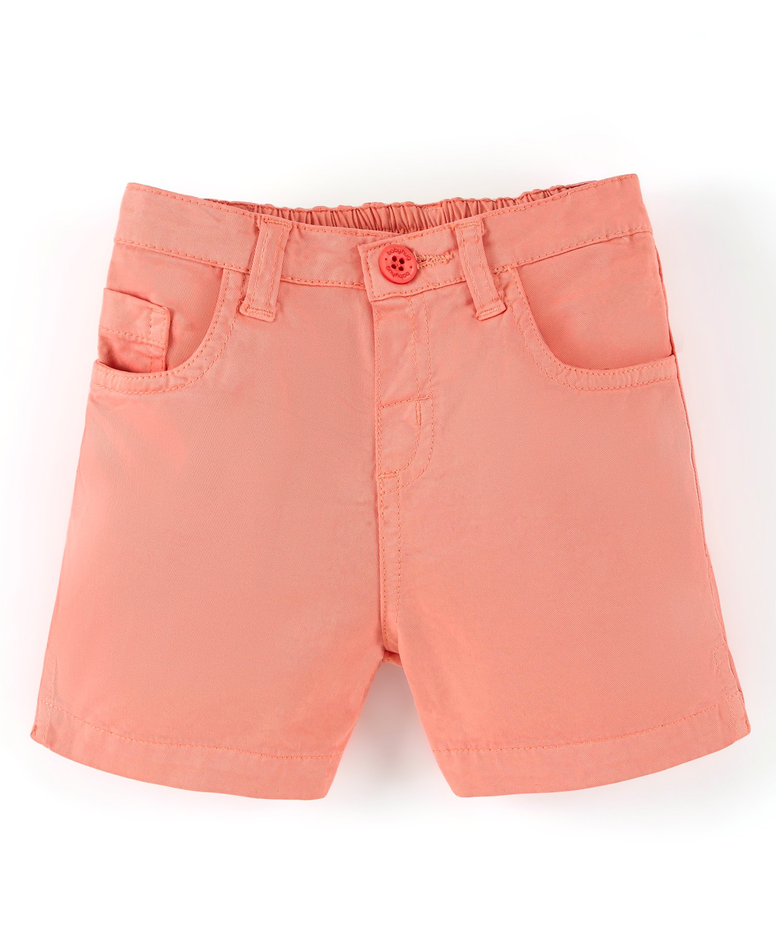Babyhug Cotton Mid Thigh Length Solid Shorts With Stretch- Coral-image-28