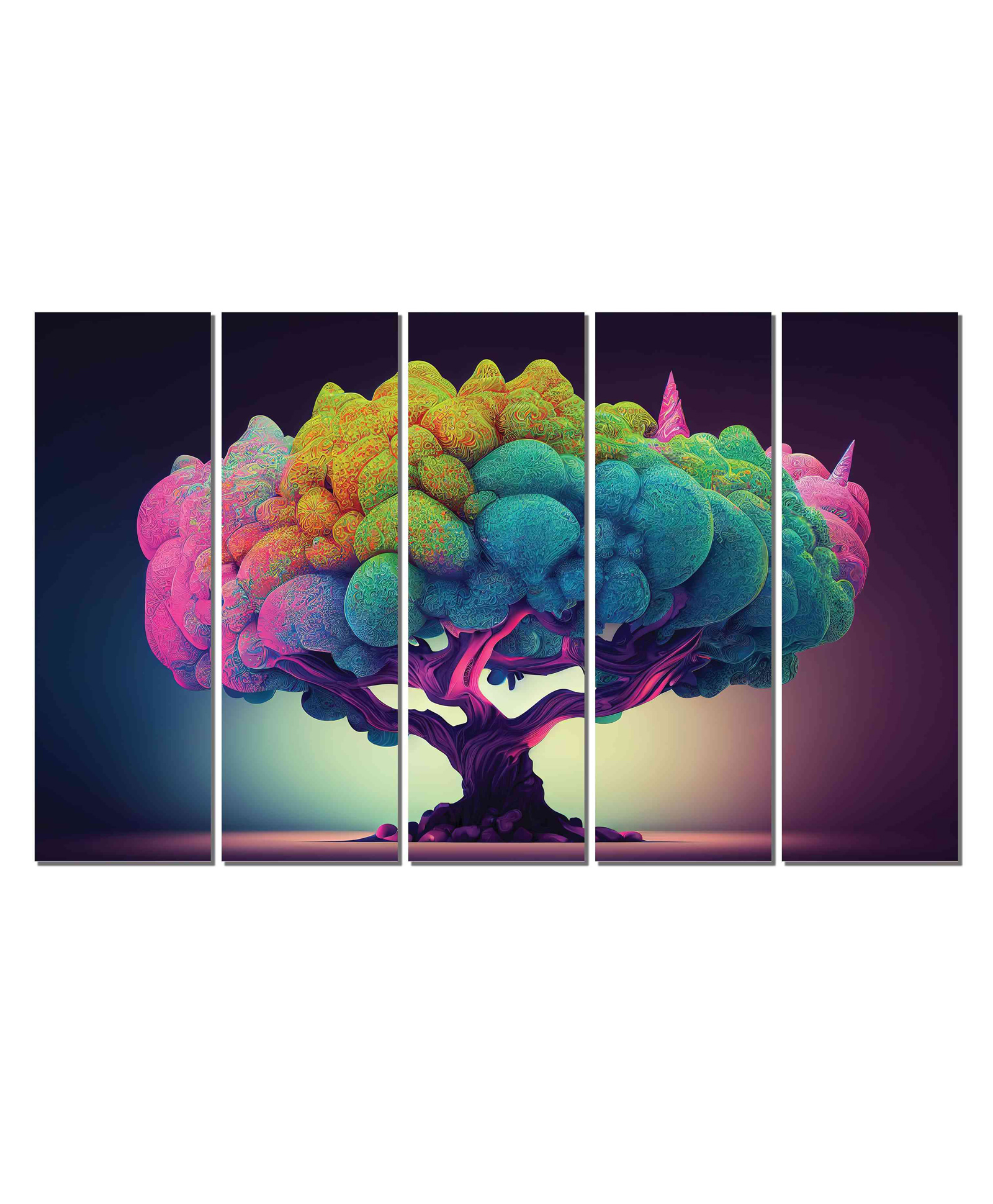 WENS Colorful Tree 5 Pieces Laminated Wall Art Panels - Multicolor-image-49