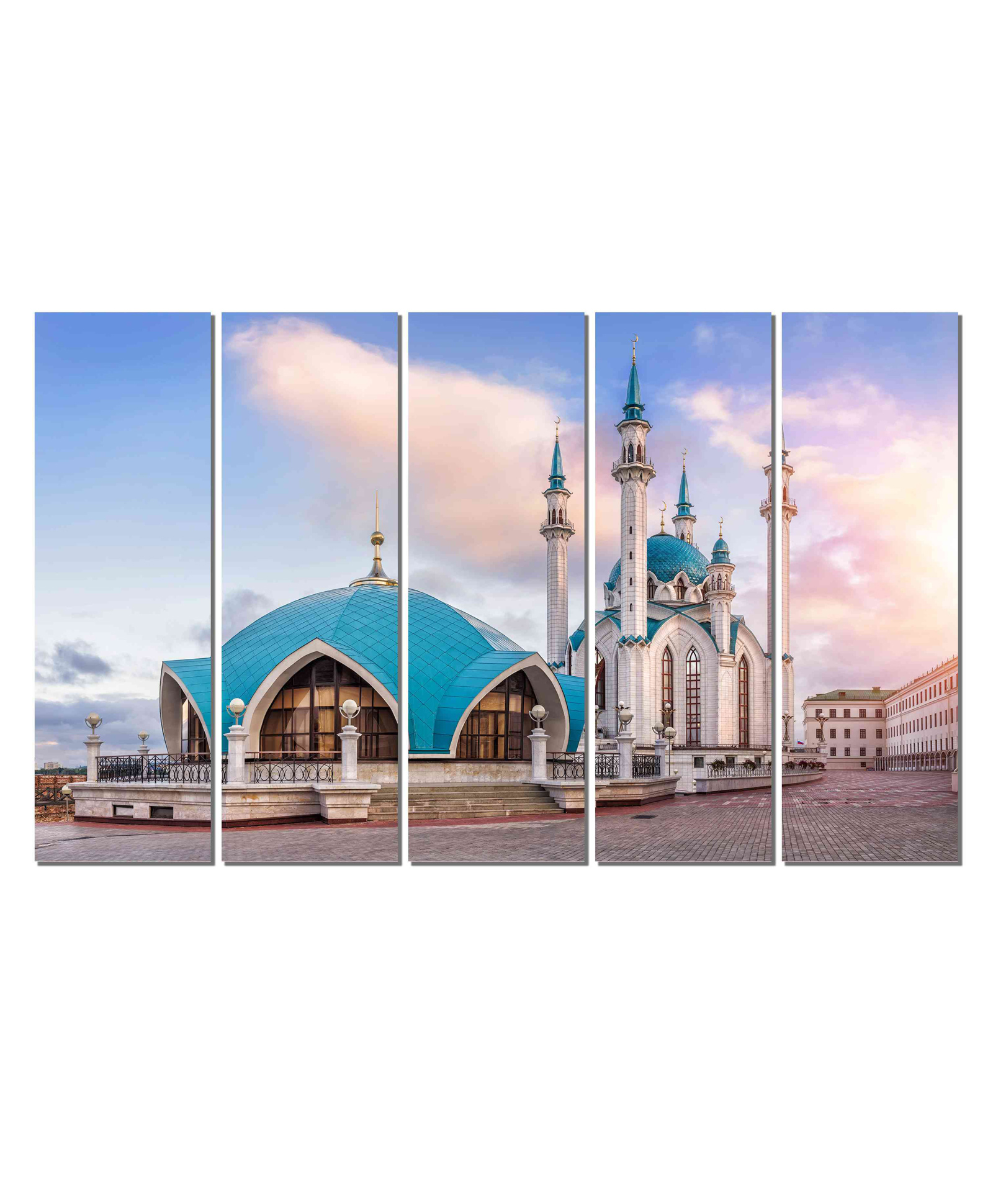 WENS Kul Sharif Mosque 5 Pieces Laminated Wall Art Panels - Multicolor-image-29