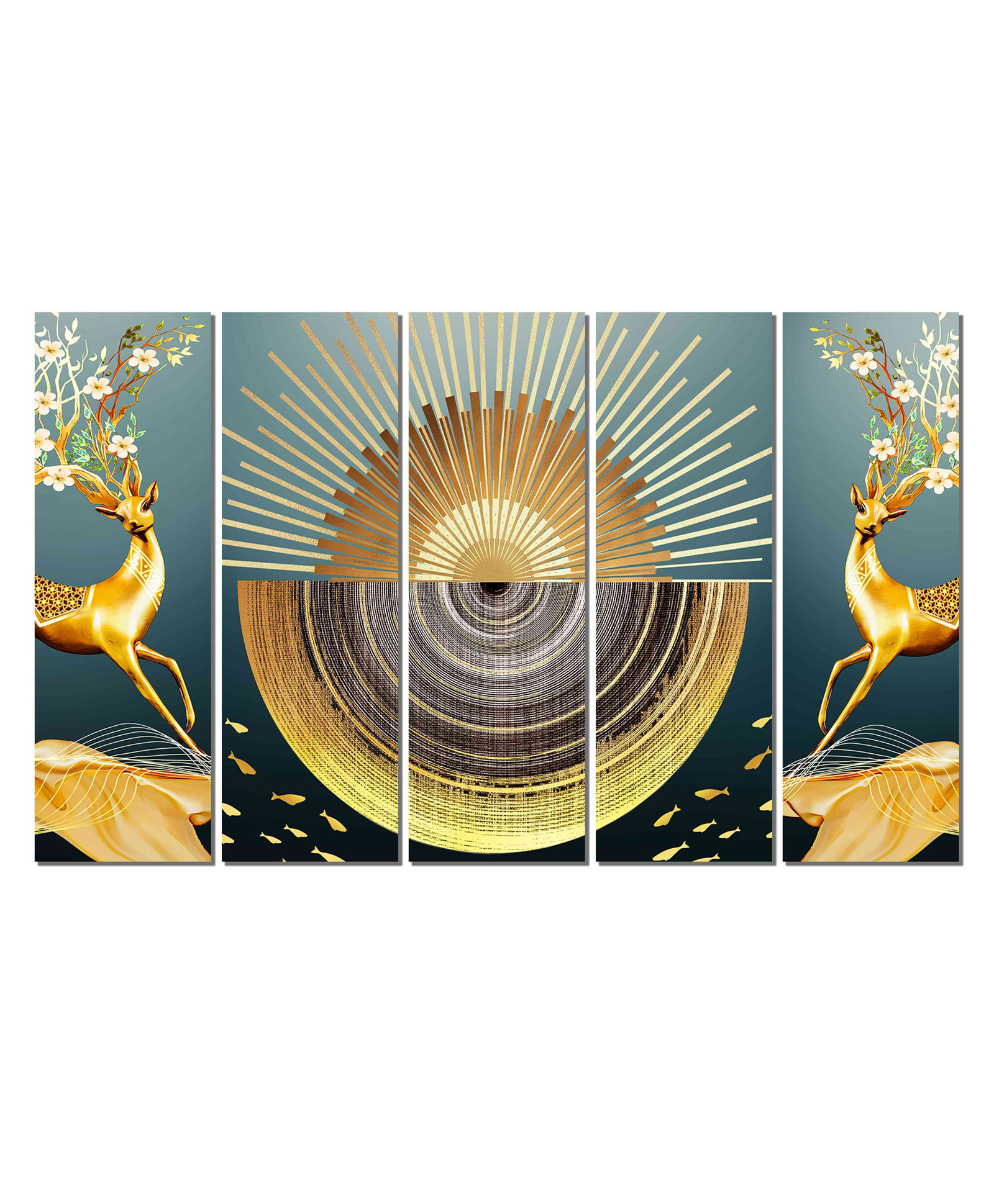 WENS Abstract Geometry Mural Art 5 Pieces Laminated Wall Art Panels - Multicolor-picture-12