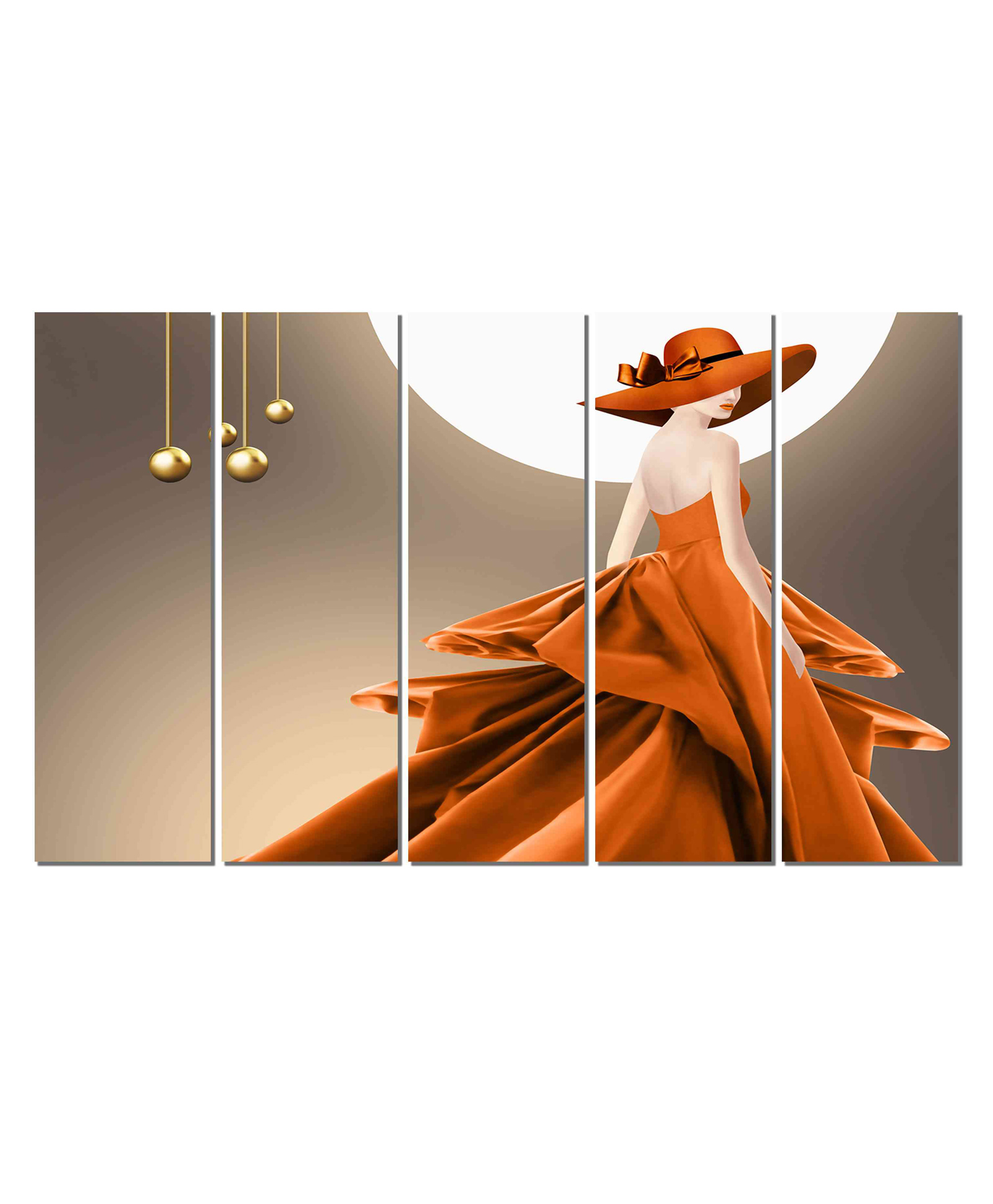 WENS Bold And Beautiful Lady 5  Pieces Laminated Wall Art Panels -  Multicolor-image-3