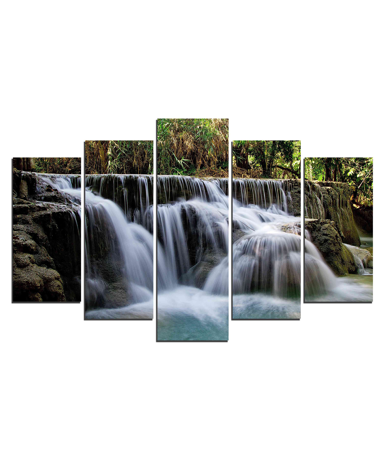 WENS Waterfall  5 Pieces Laminated Wall Art Panels  -  Multicolor-image-5