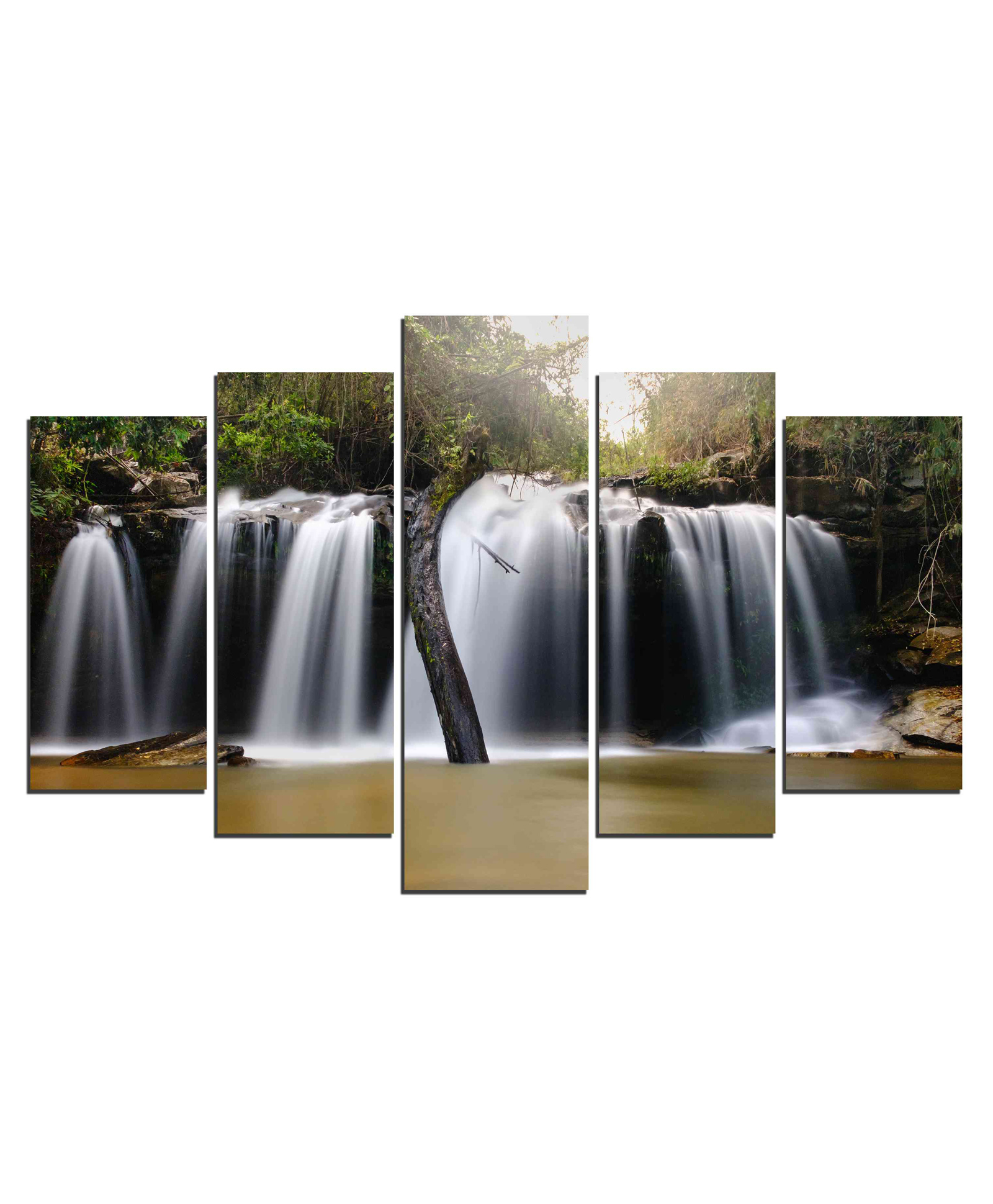 WENS Waterfall  5 Pieces Laminated Wall Art Panels -  Multicolor-image-16