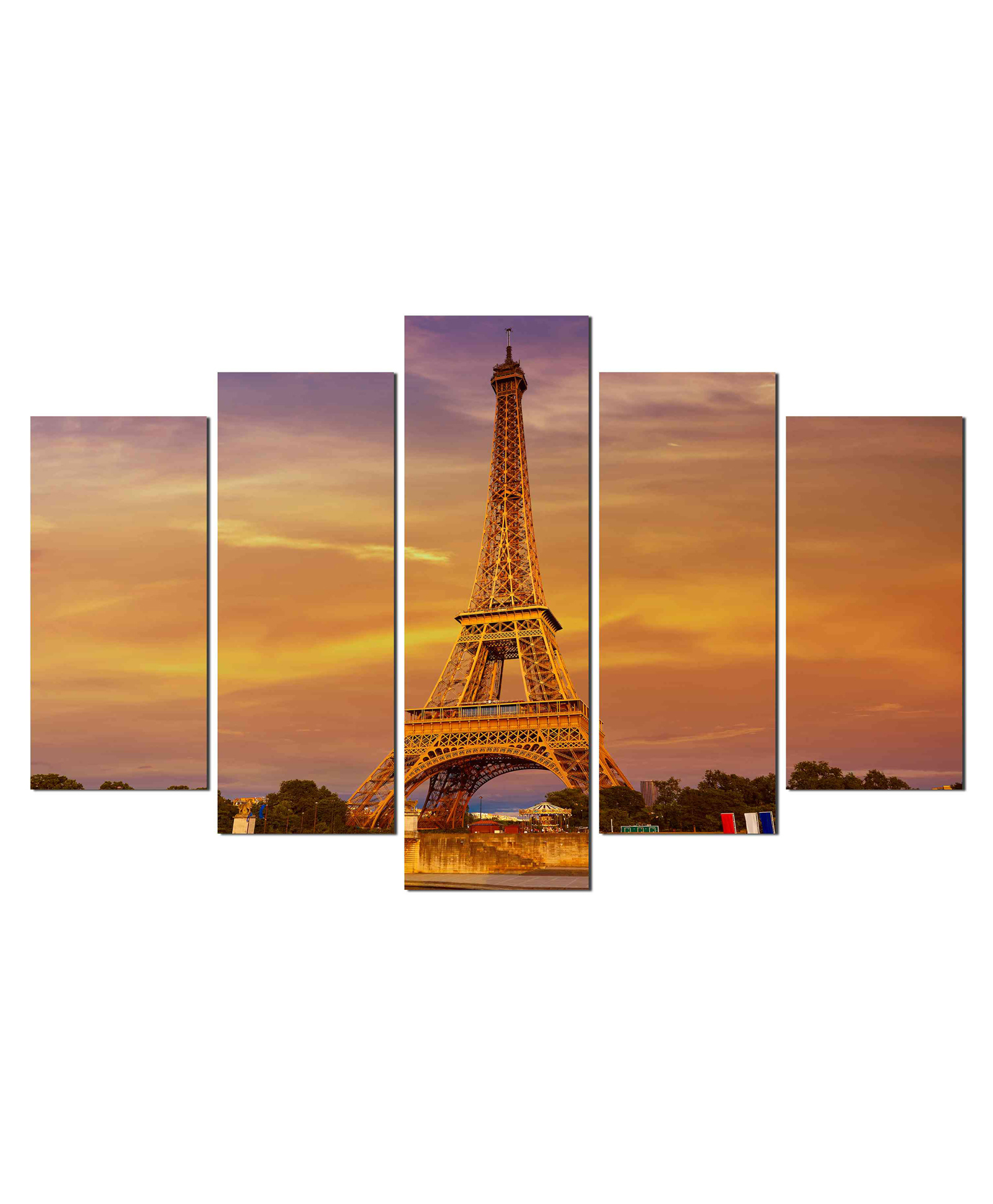 WENS Eiffel Tower  5 Pieces Laminated Wall Art Panels  -  Multicolor-image-40