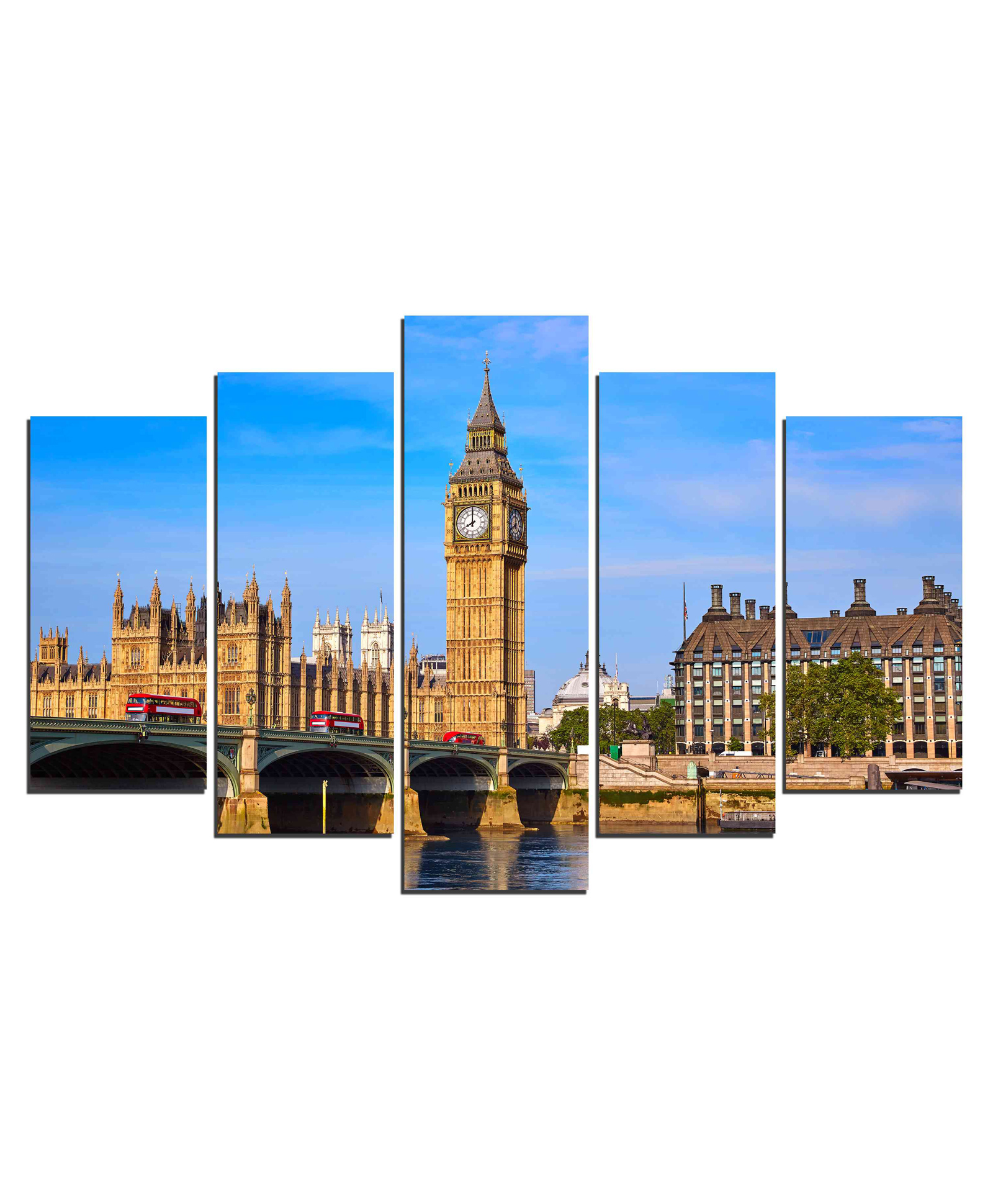 WENS Big Ben London 5 Pieces Laminated Wall Art Panels  -  Multicolor-image-12