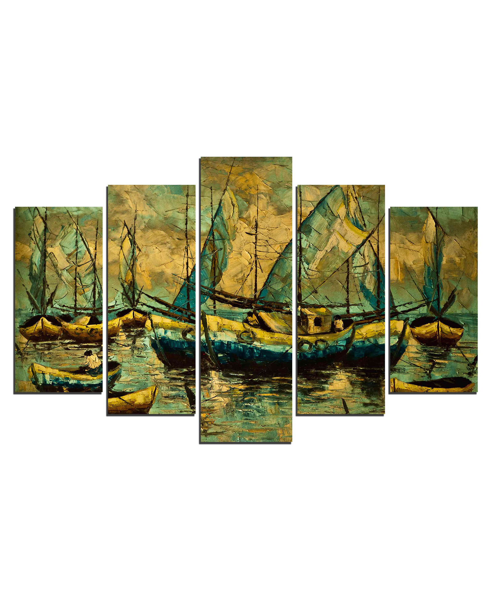 WENS Sailing Vessel 5 Pieces Laminated Wall Art Panels  -  Multicolor-image-21