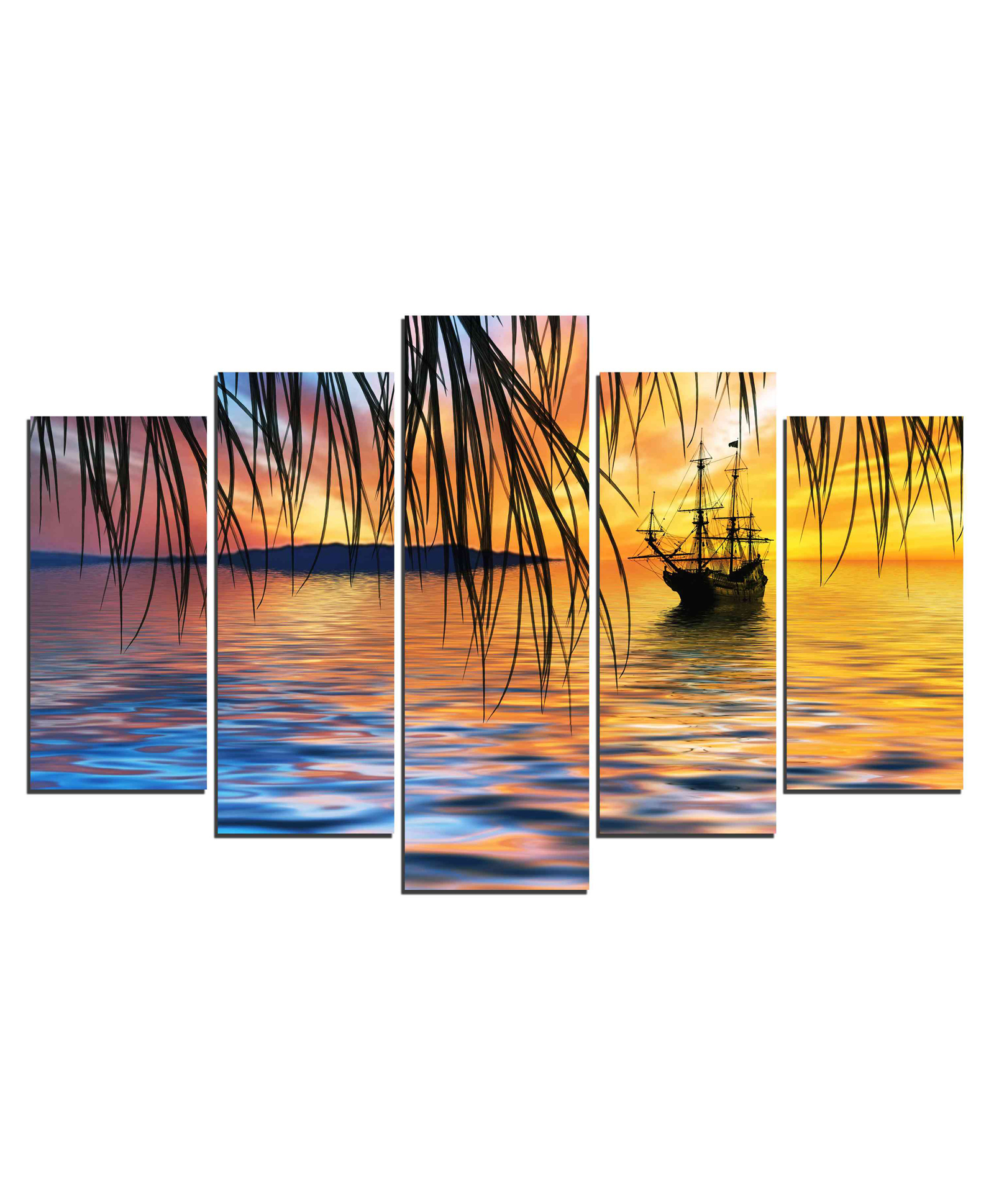 WENS Sunset View 5 Pieces Laminated Wall Art Panels  -  Multicolor-image-30