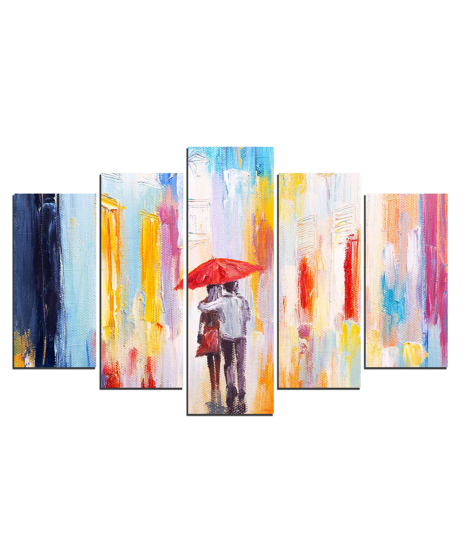 WENS Couple Walk Art 5 Pieces Laminated Wall Panels  -  Multicolor-image-44