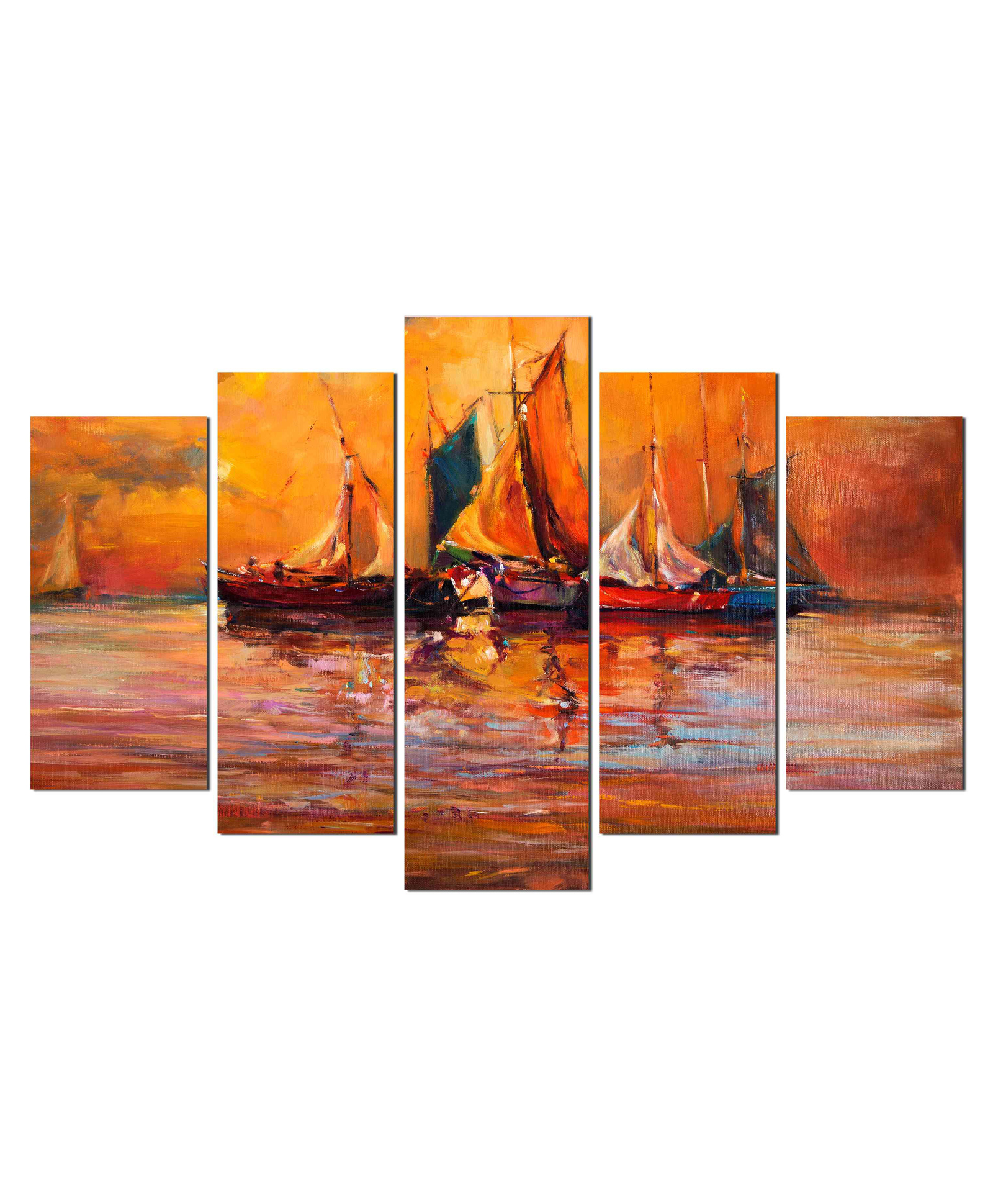 WENS Sailing Boat 5 Pieces Laminated Wall Art Panels  -  Multicolor-image-20