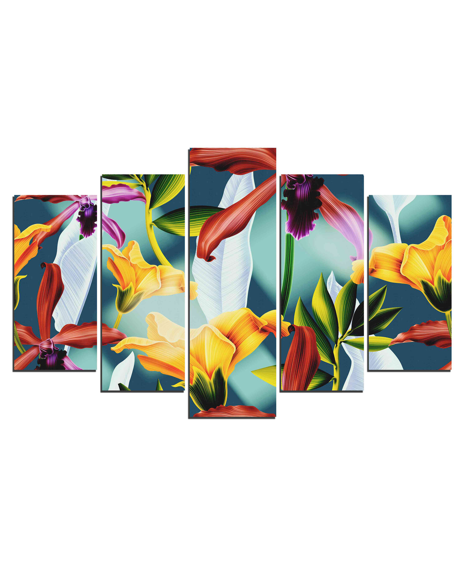 WENS Floral 5 Pieces Laminated Wall Art Panels  -Multicolor-image-16