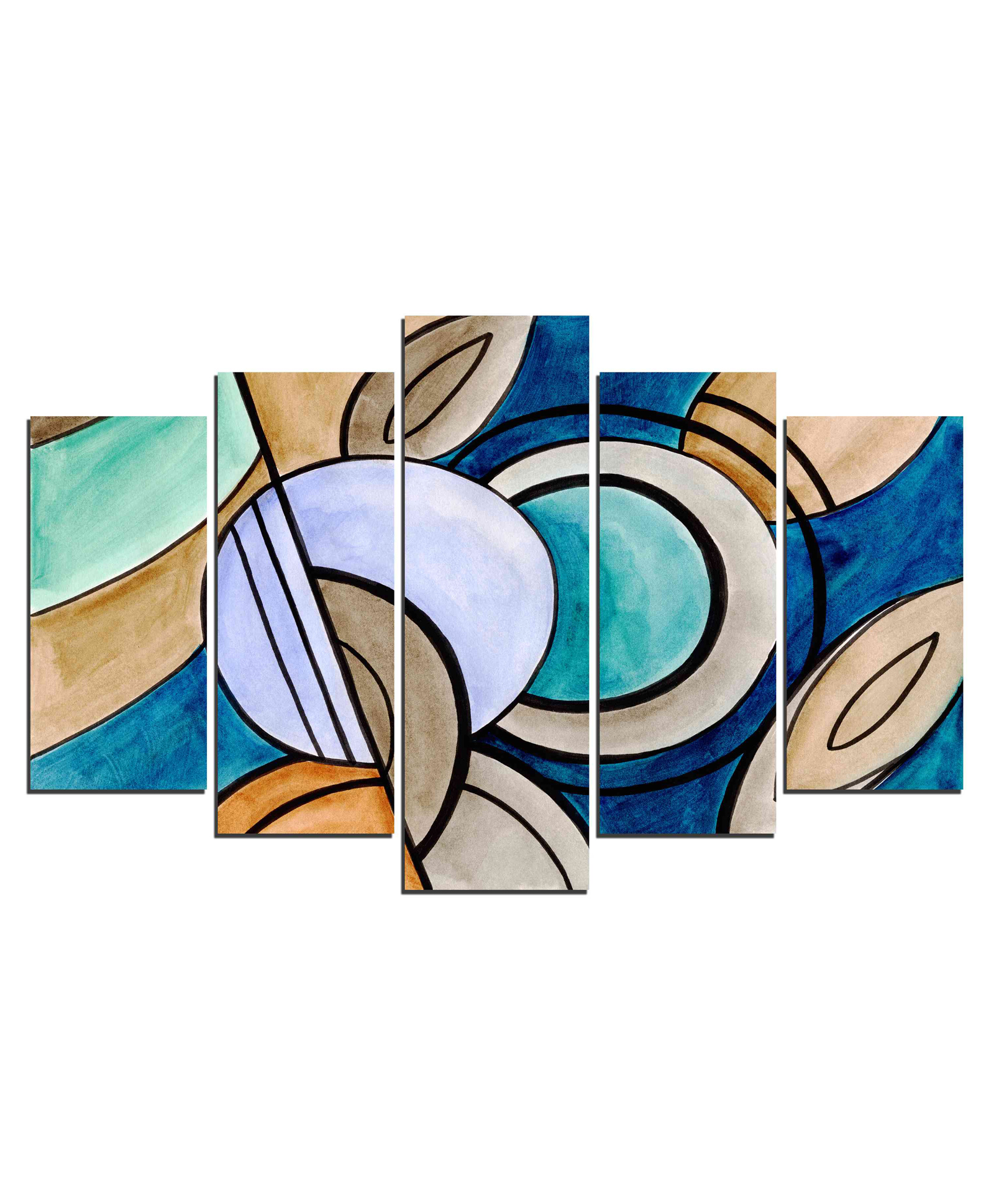WENS Modern Art 5 Pieces Laminated Wall Panels  -Multicolor-image-37