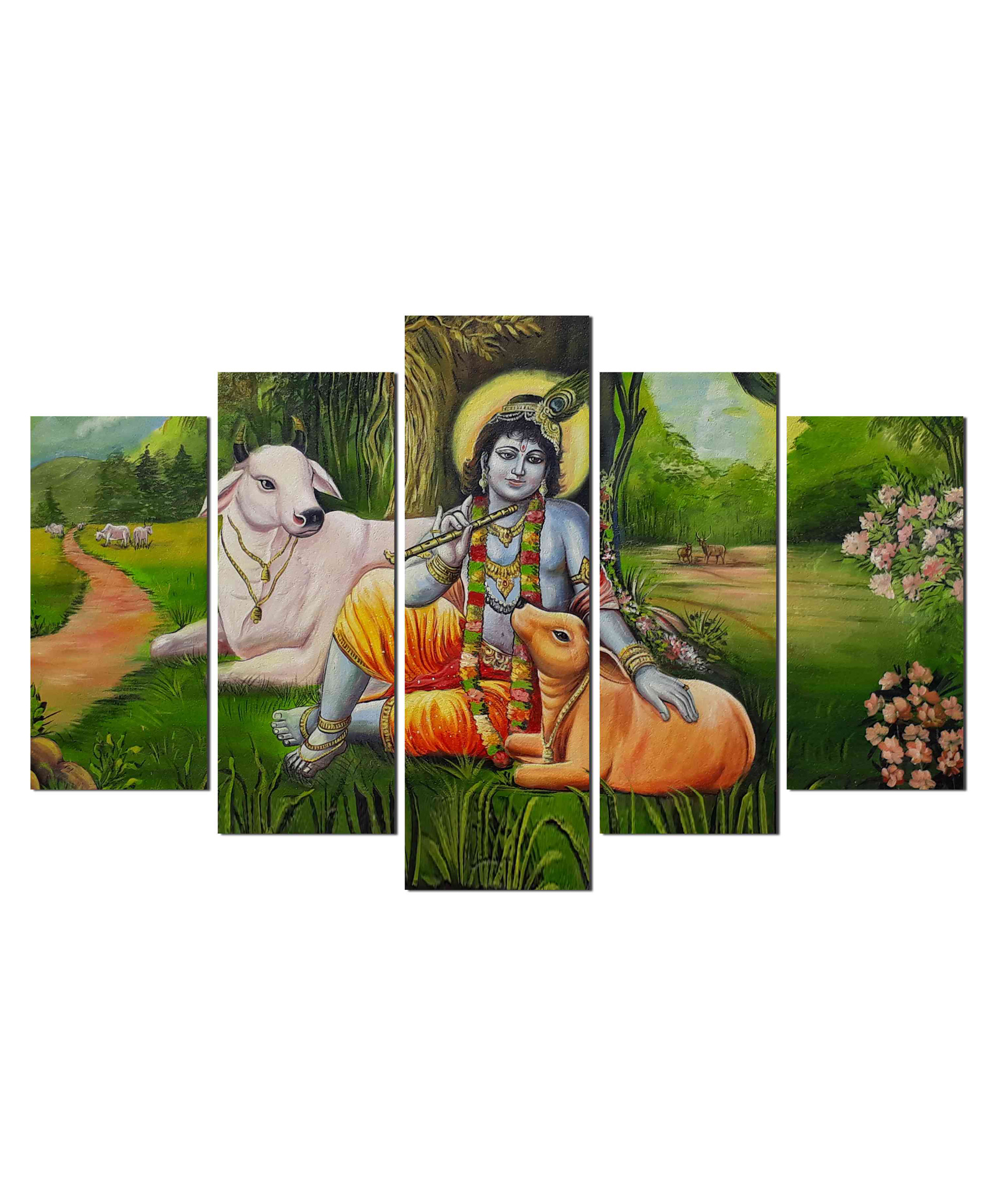 WENS Krishna Devine Art  5 Pieces Laminated Wall Panels  -Multicolor-image-43