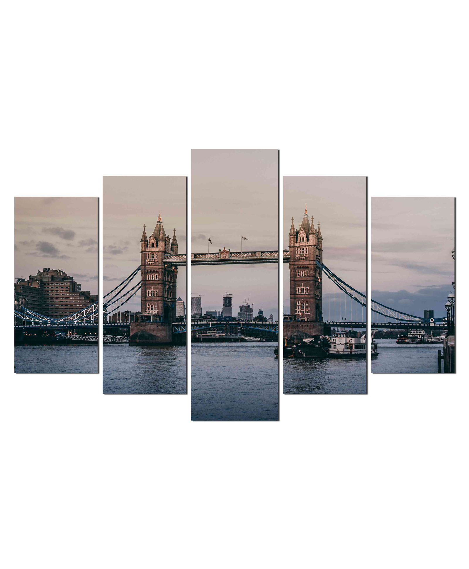 WENS London Bridge 5 Pieces Laminated Wall Art Panels  -Multicolor-image-26