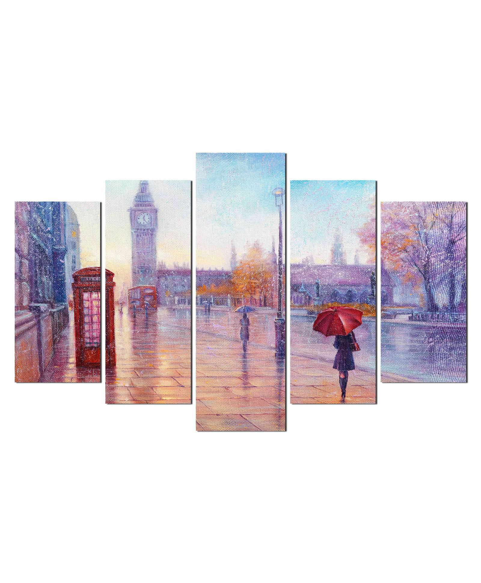 WENS Street View 5 Pieces Laminated Wall Art Panels  -Multicolor-picture-16
