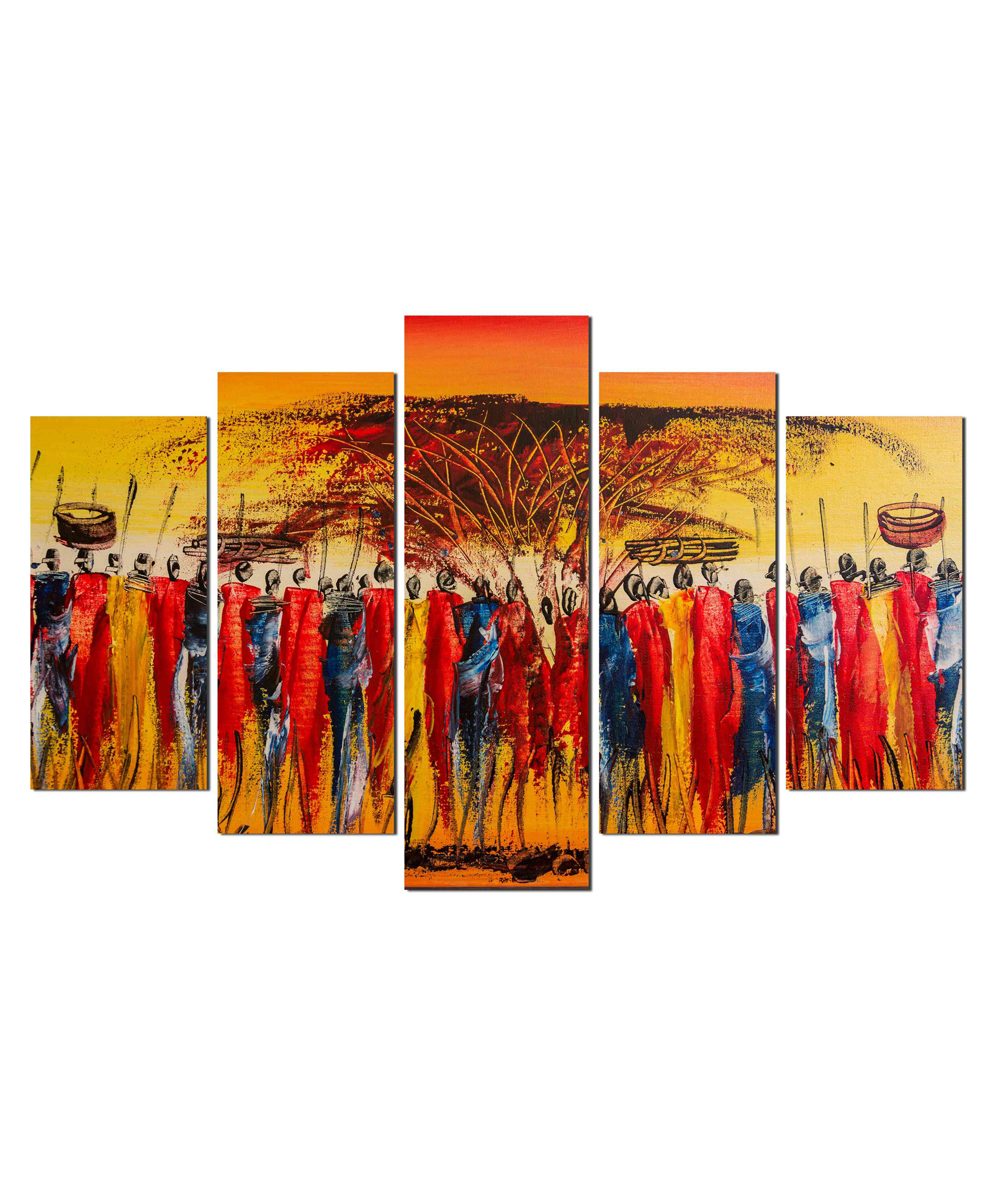WENS Modern African Art 5 Pieces Laminated Wall Panels  -Multicolor-image-46