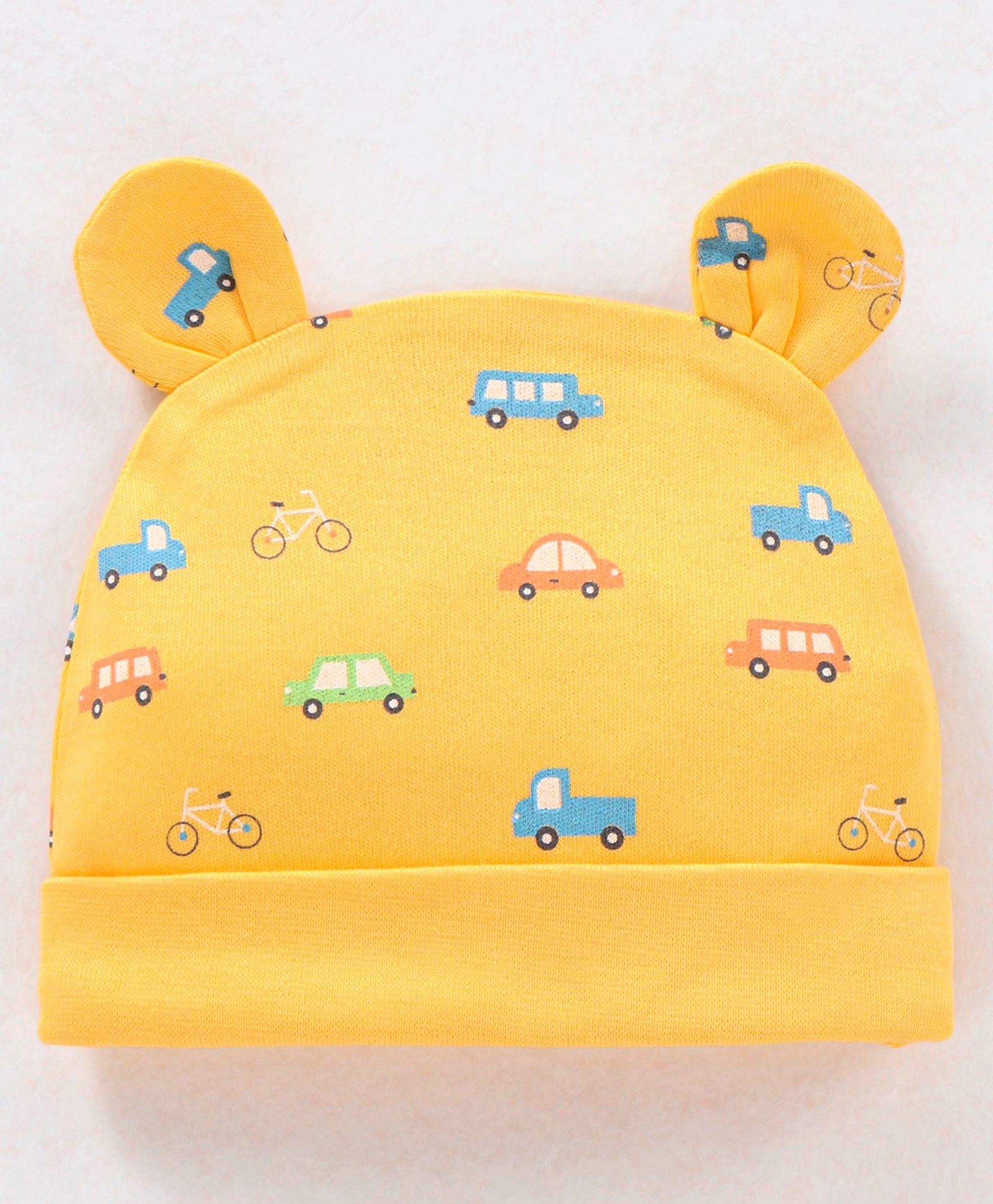 Babyhug 100% Cotton Cap Car Print Yellow - Diameter 9.5 cm-image-19