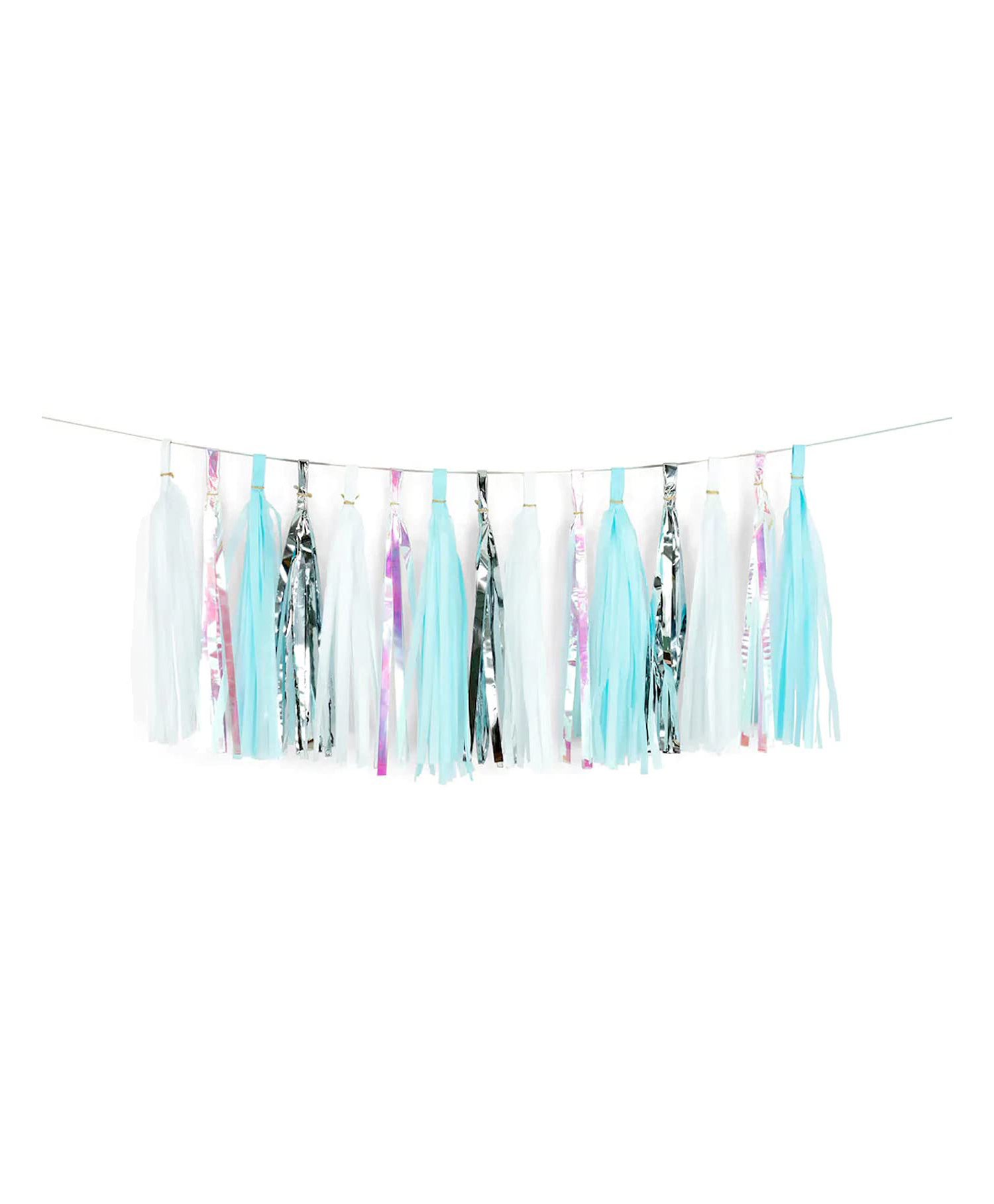 AMFIN Paper Tassels for Decoration Blue White & Silver - Pack of 20-image-36