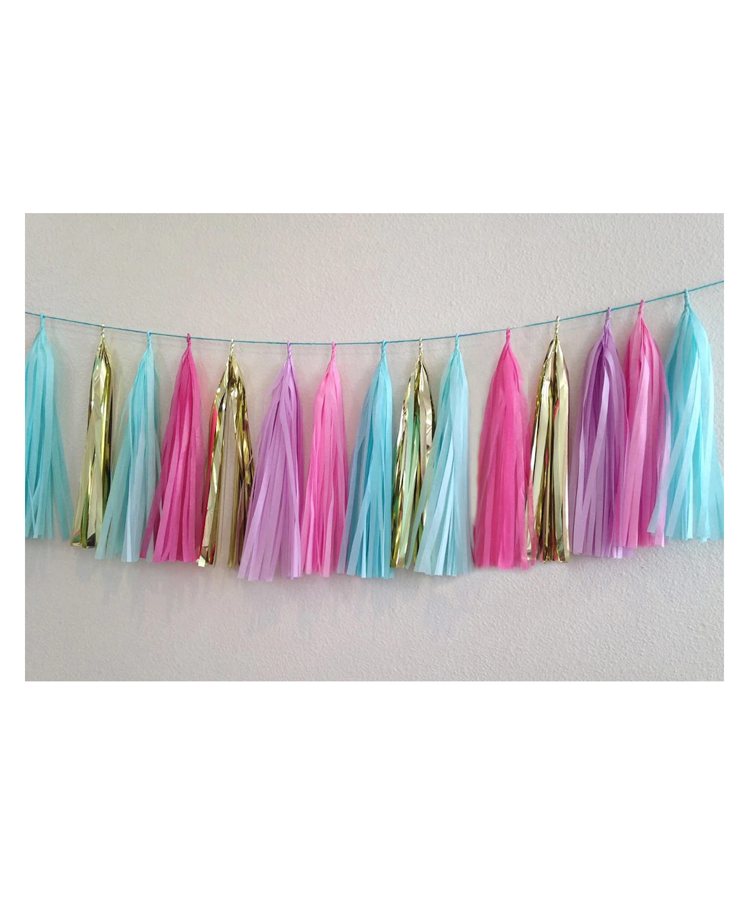 AMFIN Paper Tassels for Decoration Purple Pink & Blue - Pack of 20-image-31