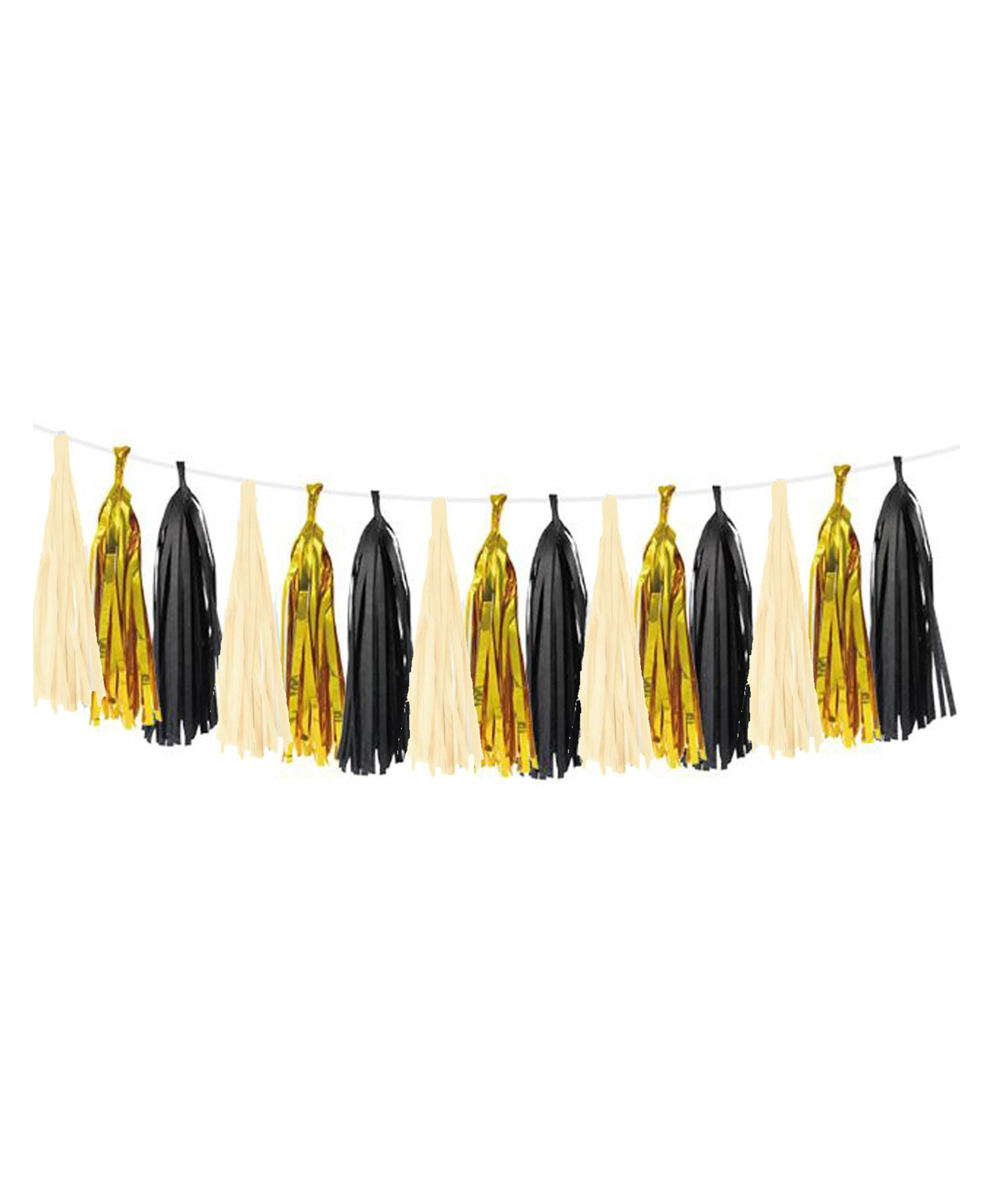 AMFIN Paper Tassels for Decoration Golden Black & Cream - Pack of 15-image-41