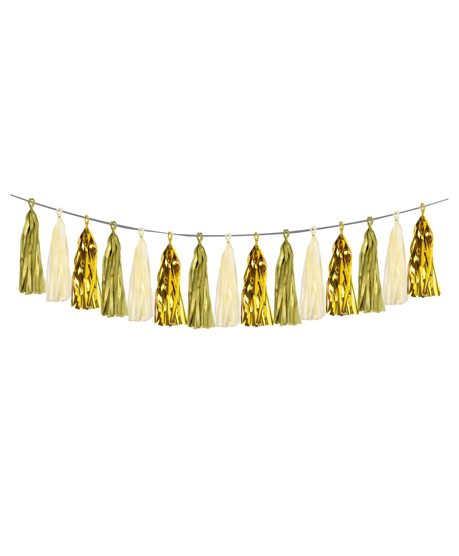 AMFIN Paper Tassels for Decoration Gold Cream - Pack of 15-image-41