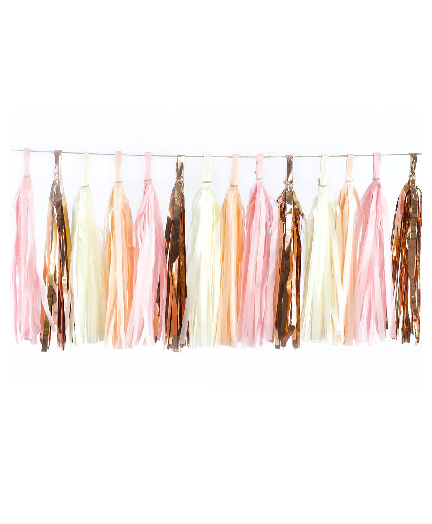 AMFIN Paper Tassels for Decoration Peach Beige  White & Golden - Pack of 20-image-17