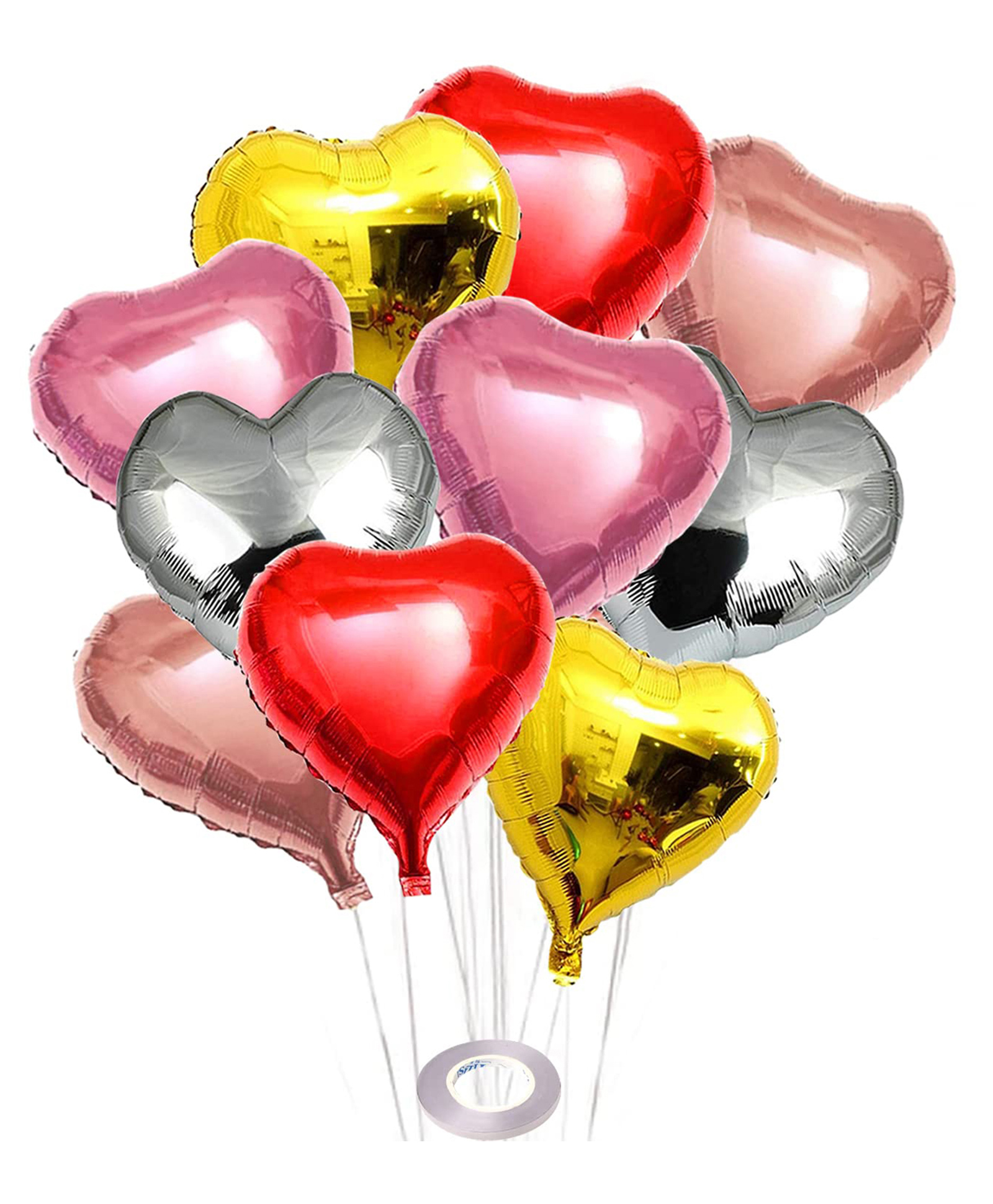 AMFIN Heart Foil Balloon Multicolour - Pack of 10-image-29
