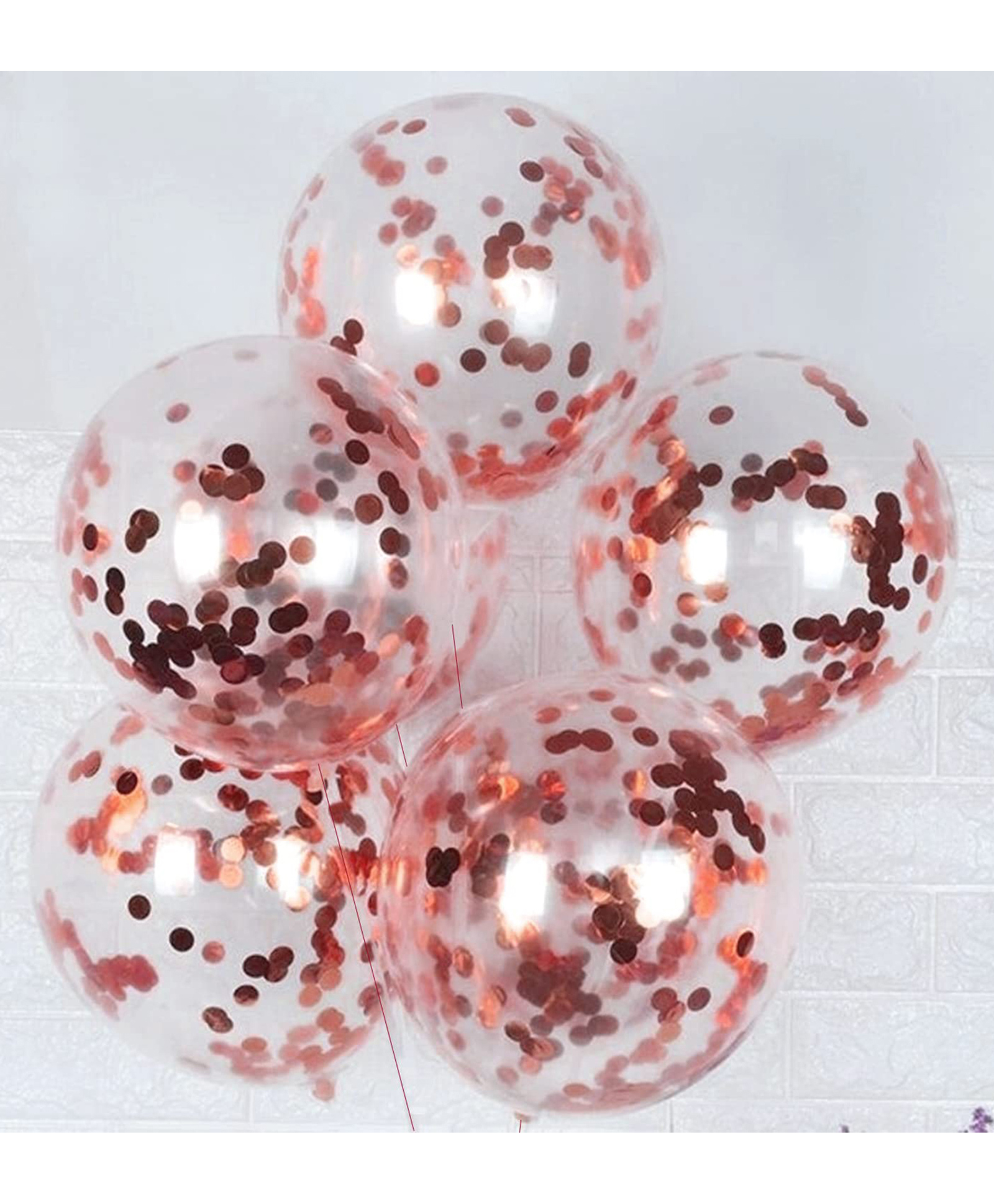 AMFIN Transparent Balloons Bouquet Combo with Pre-Filled Rosegold Confetti & Ribbons for Birthday Girl  - Pack Of 10-picture-28