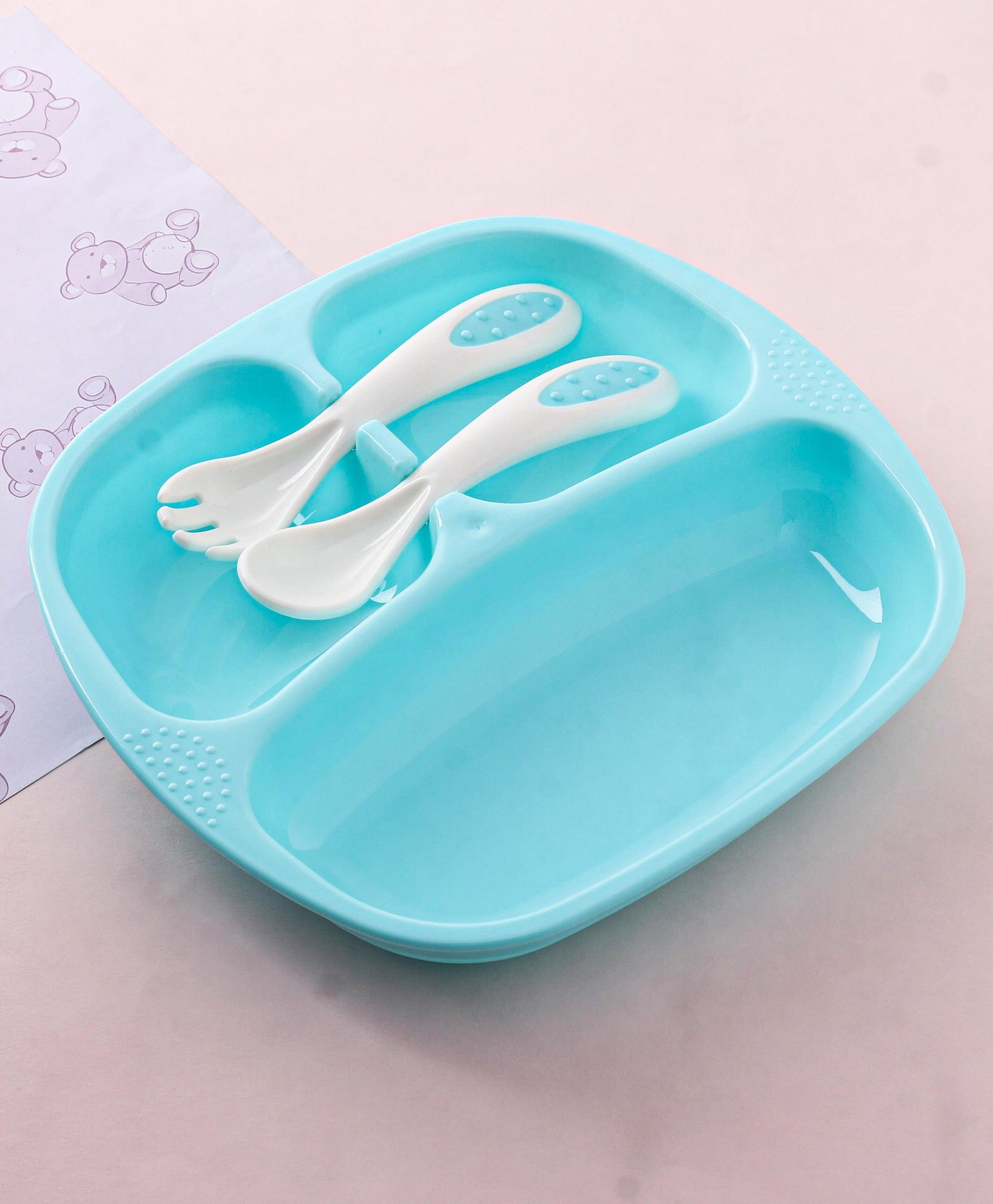 Lunch Plate with Fork & Spoon - Blue-image-45