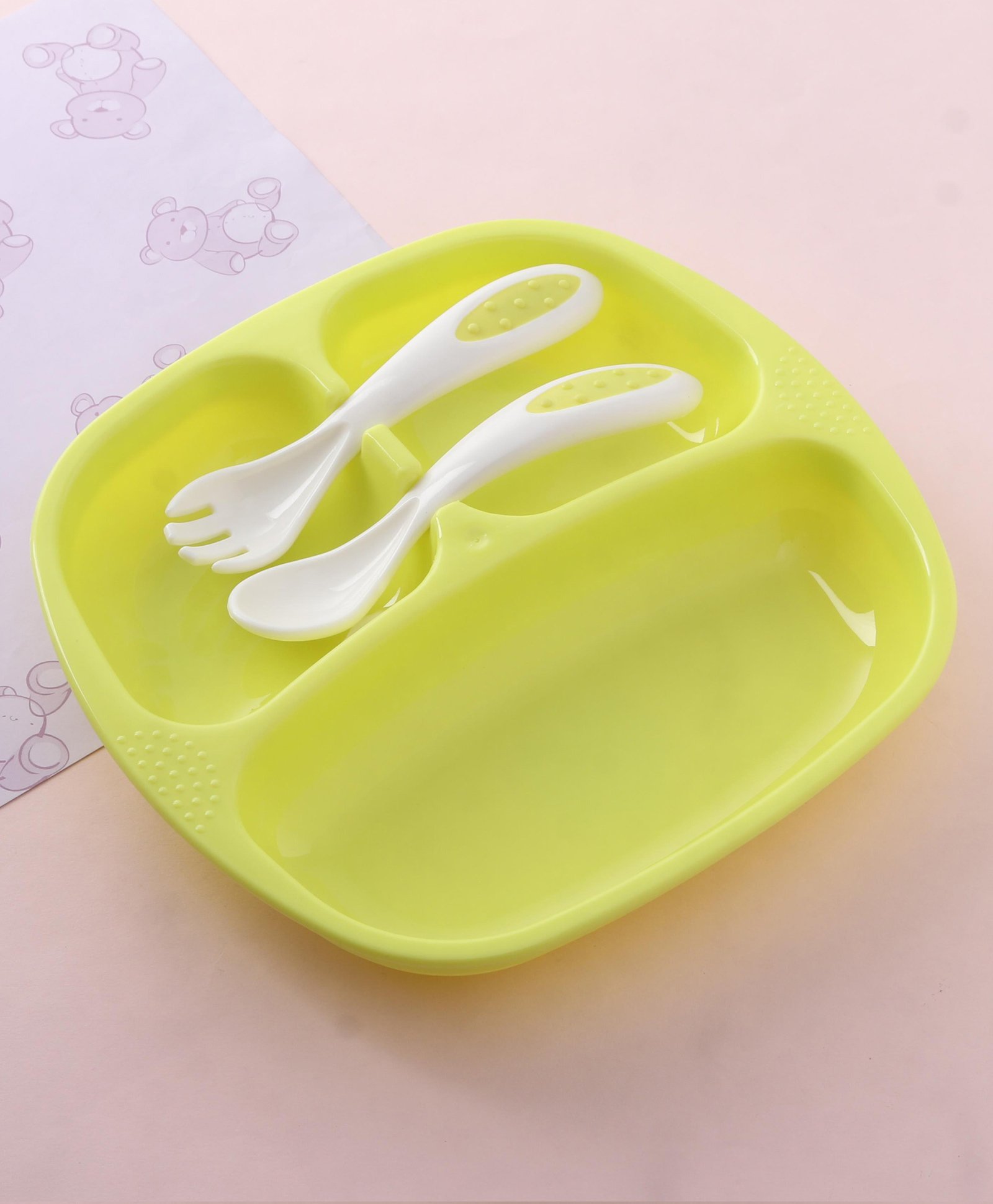 Lunch Plate with Fork & Spoon - Green-image-48