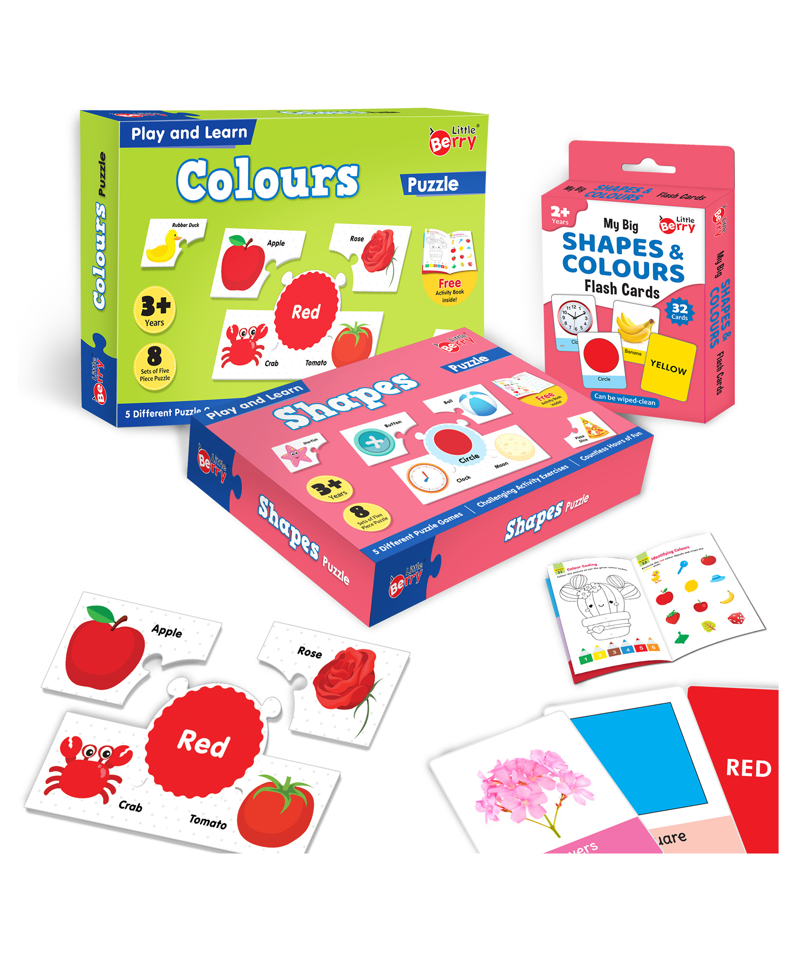 Little Berry Shapes and Colours Puzzle Activity Combo For Kids With Activity Book and Flash Cards Multicolor  80 Pieces and 32 Cards-image-28