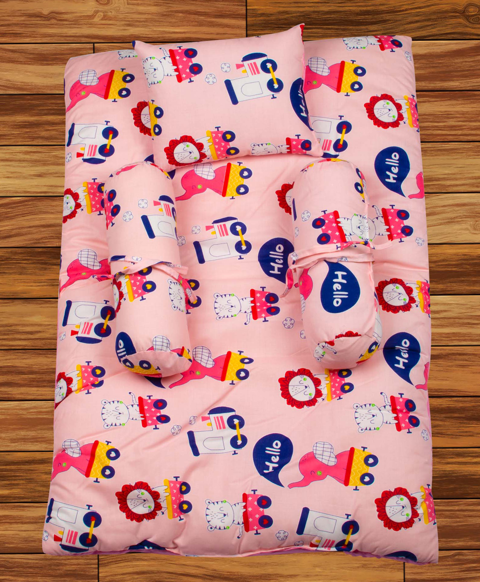 Mittenbooty Baby Bolster Bed Set Lion Print-Pink-image-8