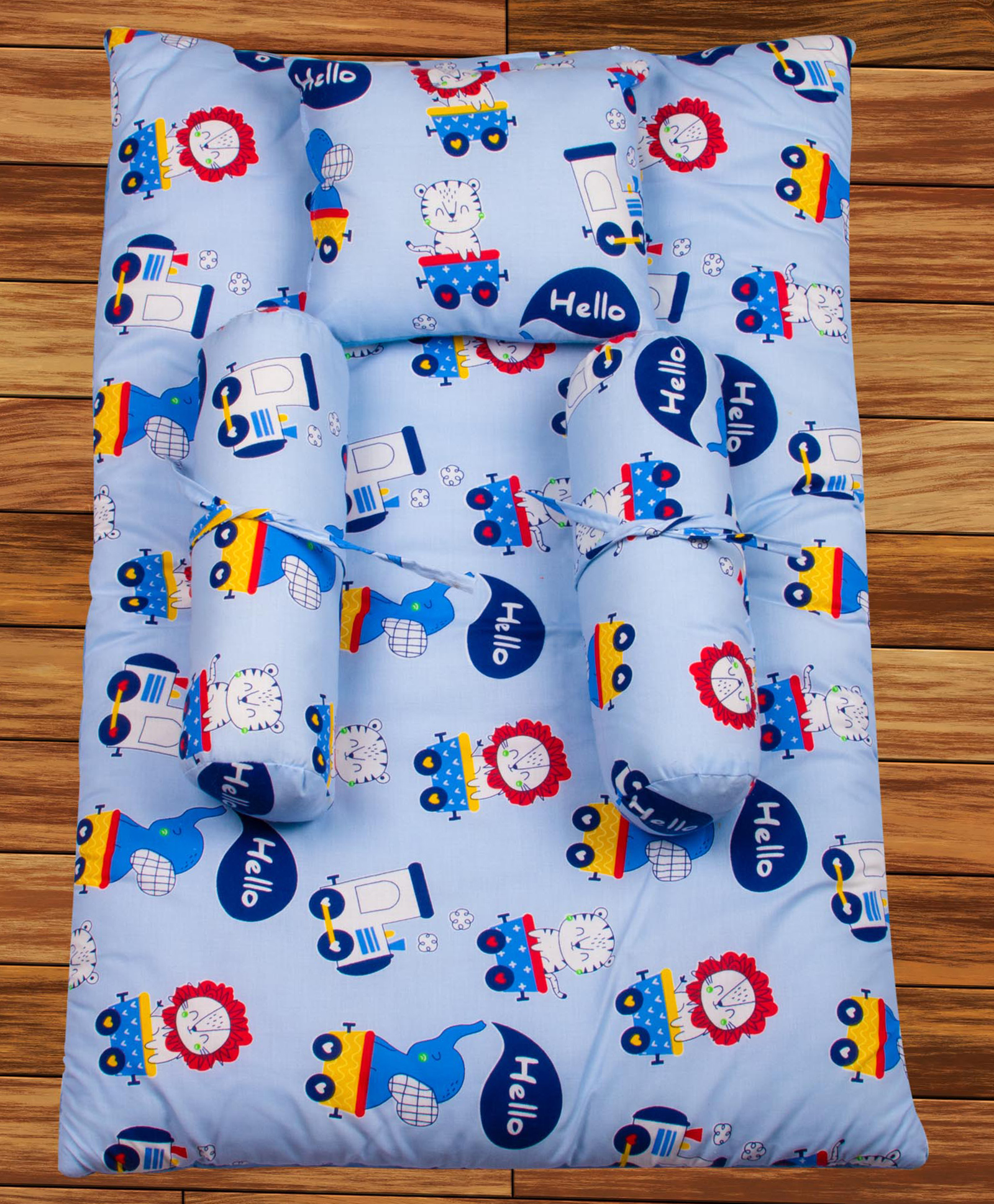 Mittenbooty Baby Bolster Bed Set Lion Print-Blue-image-22