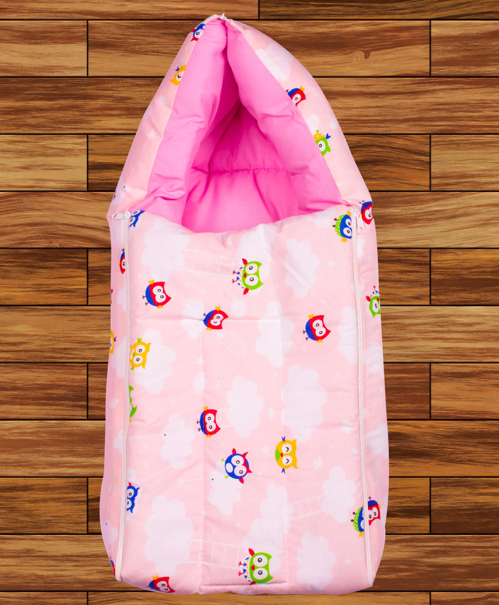 Mittenbooty Infant baby Sleeping Bag cum Wrap Owl Print-Pink-picture-13