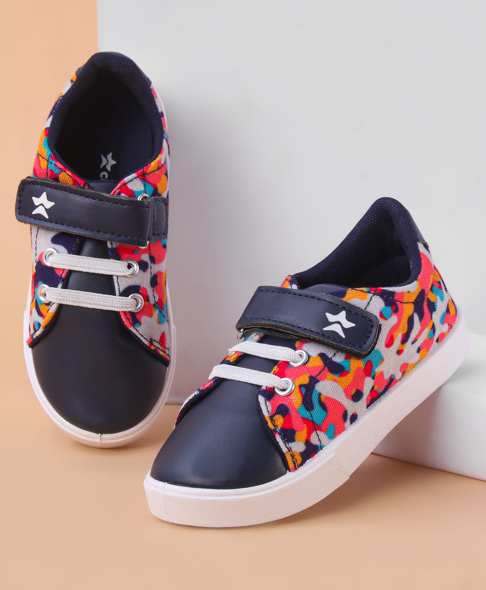 Cute Walk by Babyhug Casual Camouflage Printed Casual Shoes with Velcro Closure - Blue-image-3