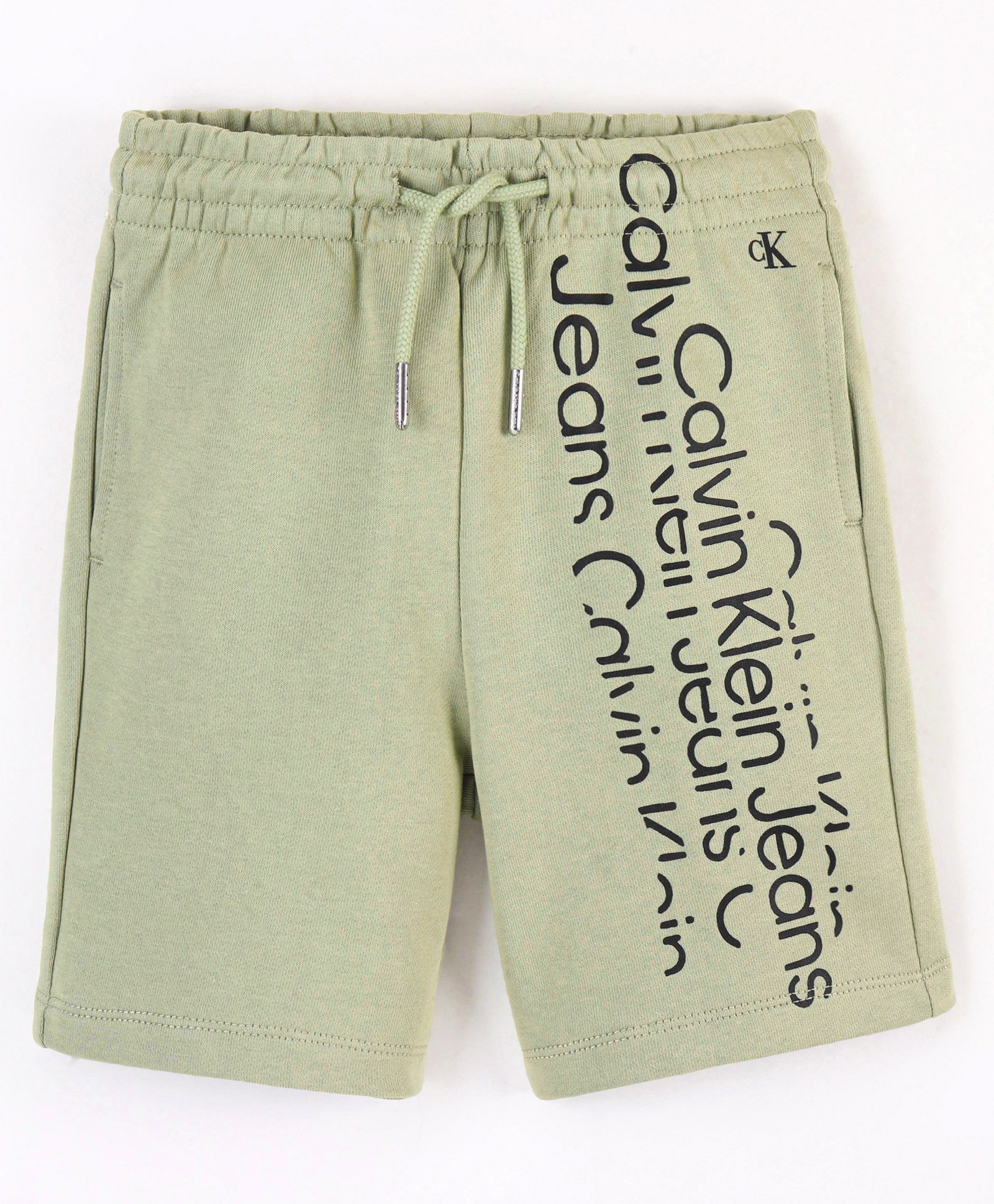 Calvin Klein Organic Cotton Knit Shorts Text Print - Green-picture-15
