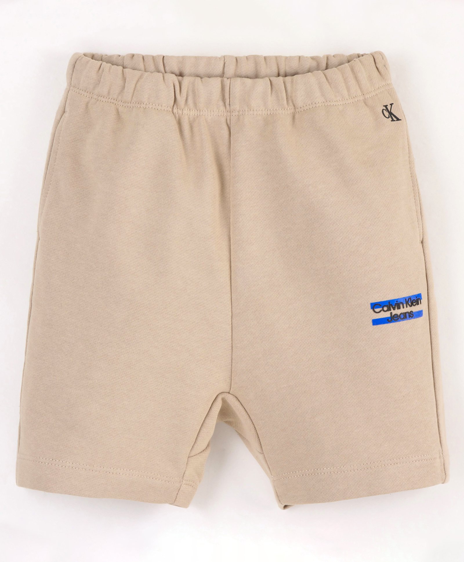 Calvin Klein Organic Cotton Knit Mid Thigh Shorts Logo Print - Beige-picture-16