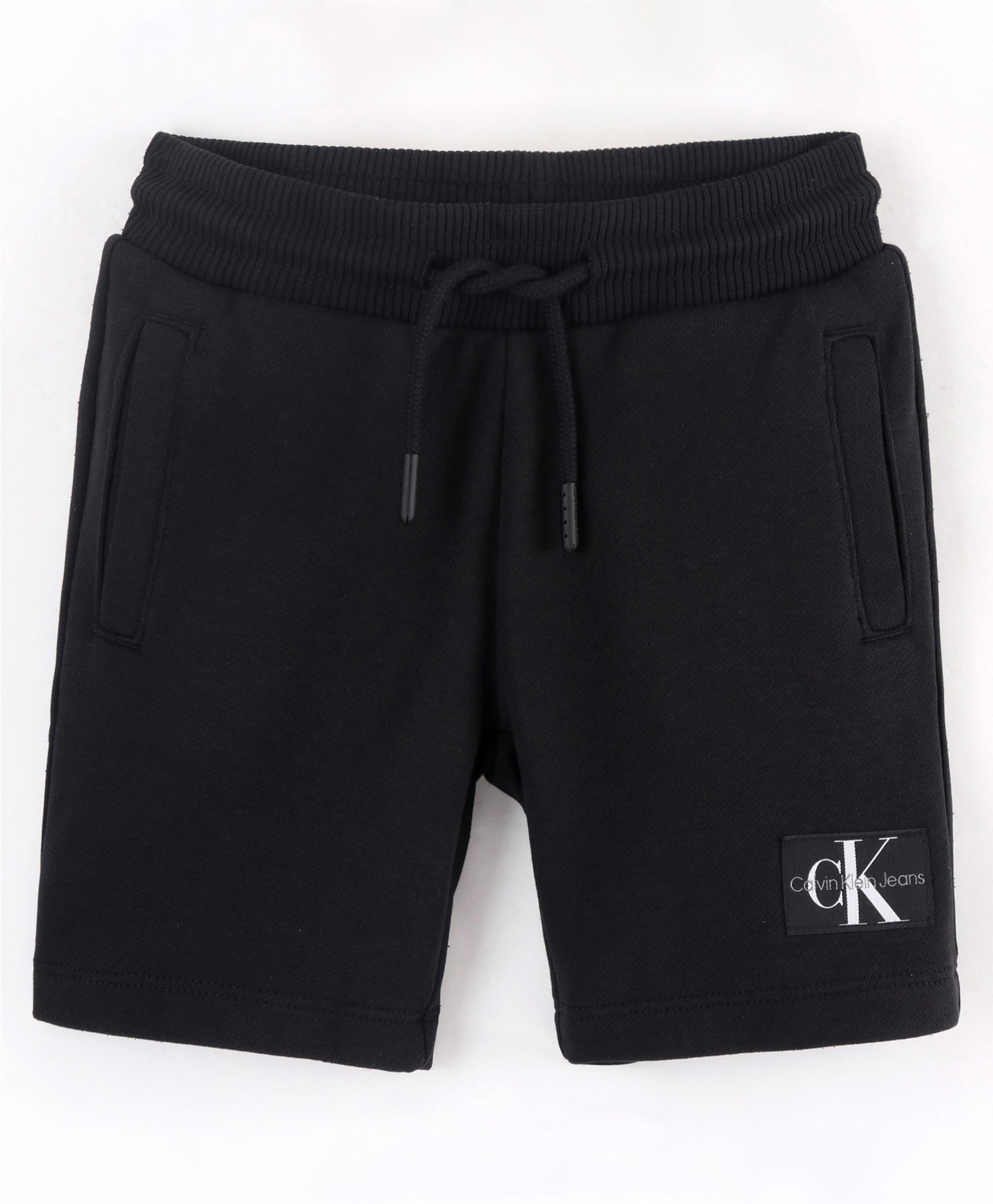 Calvin Klein Organic Cotton Knit Knee Length Shorts Logo Patch - Black-picture-15
