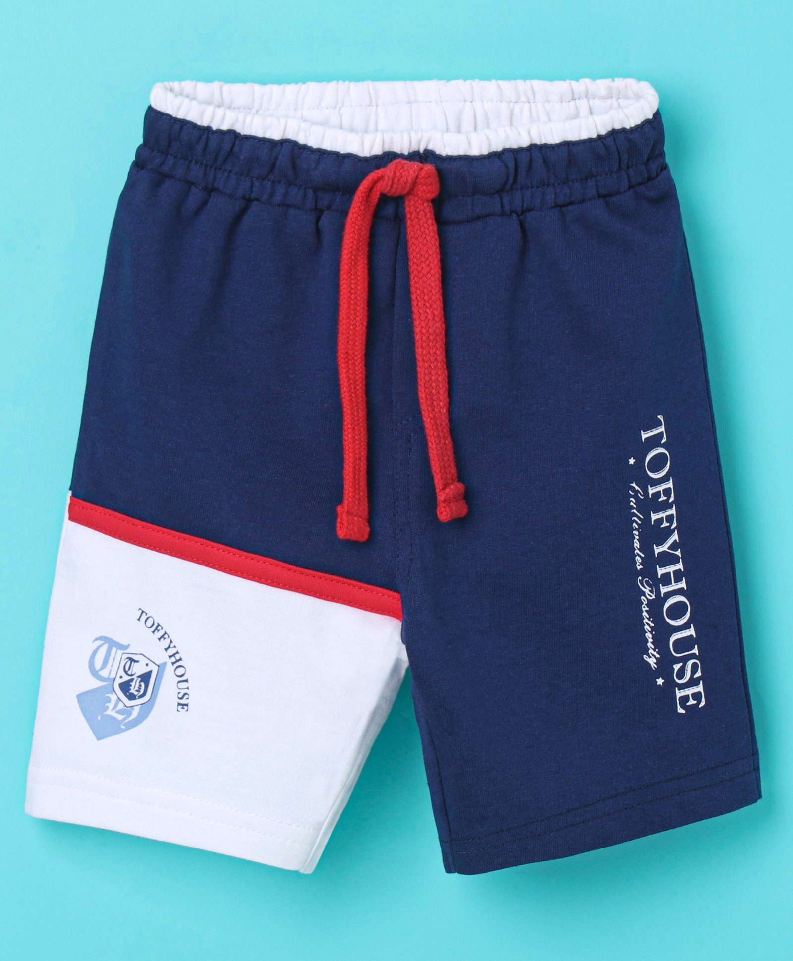 ToffyHouse 100% Cotton Knee Length Shorts Text Print - Navy Blue-image-46