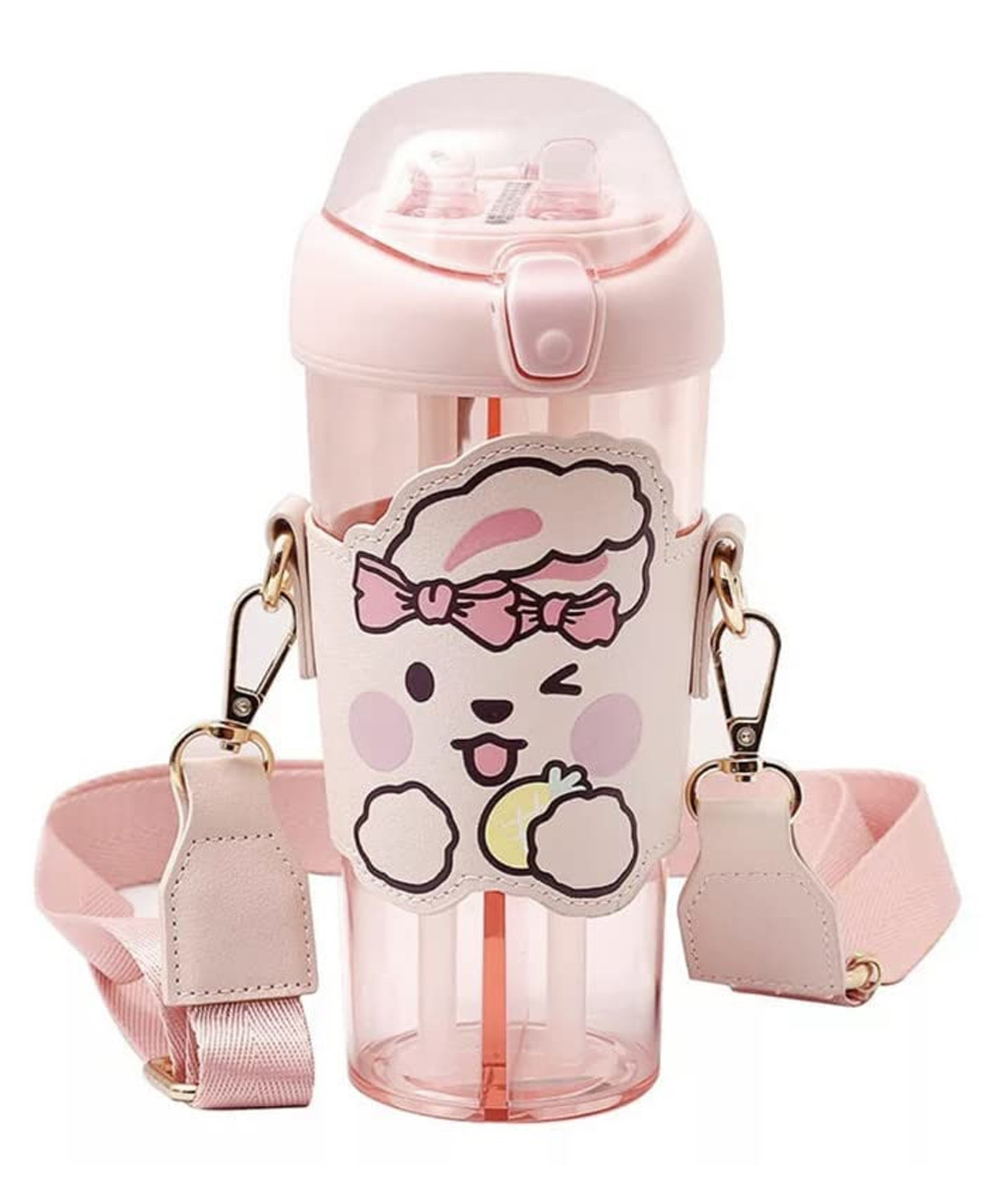 Negocio Dual Purpose Water Bottle With Straw - 530 ml (Colour May Vary)-image-4