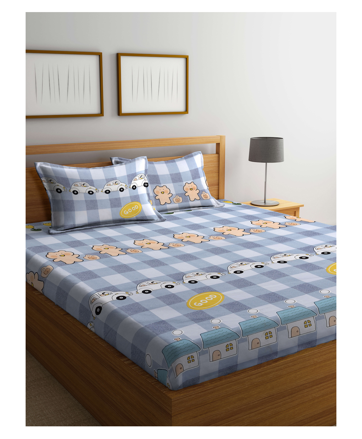 FABINALIV Kids Double Bedsheet with 2 Pillow Covers 210 TC Polycotton Cartoon  Multicolor-image-39