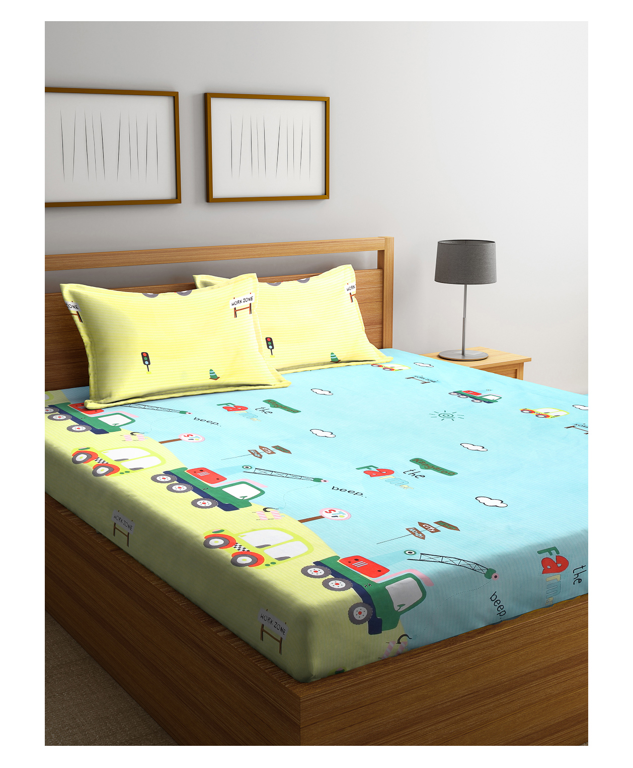 FABINALIV Kids Double Bedsheet with 2 Pillow Covers 210 TC Polycotton Cartoon King Size  Multicolor-image-38