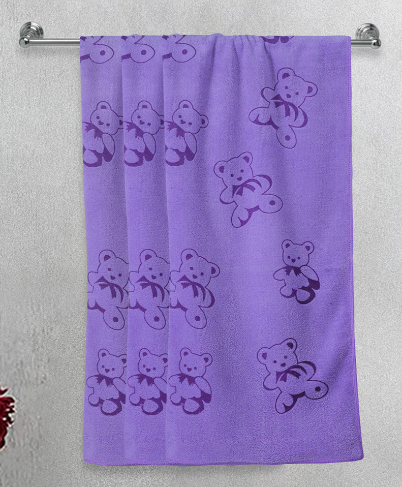FABINALIV Kids Bath Towels Cotton Set of 3 Cartoon  Purple-picture-21