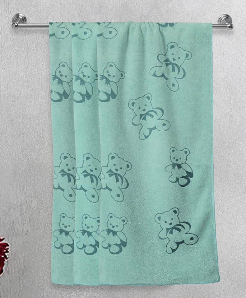 FABINALIV Kids Bath Towels Cotton Set of 3 Cartoon  Green-image-29