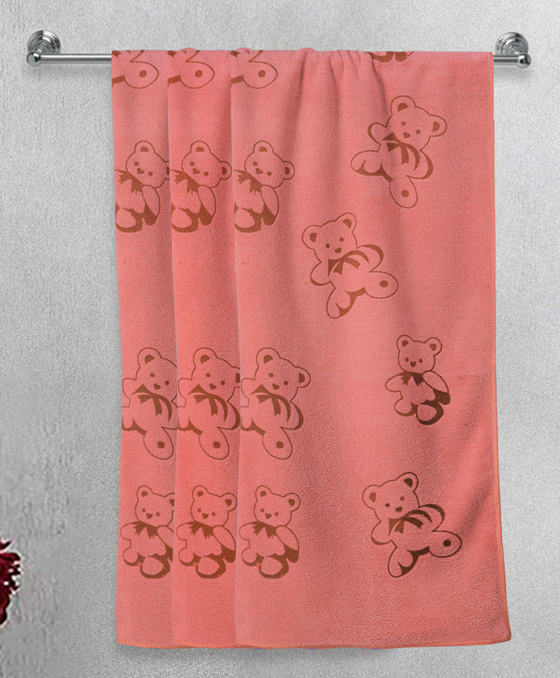 FABINALIV Kids Bath Towels Cotton Set of 3 Cartoon  Peach-picture-19